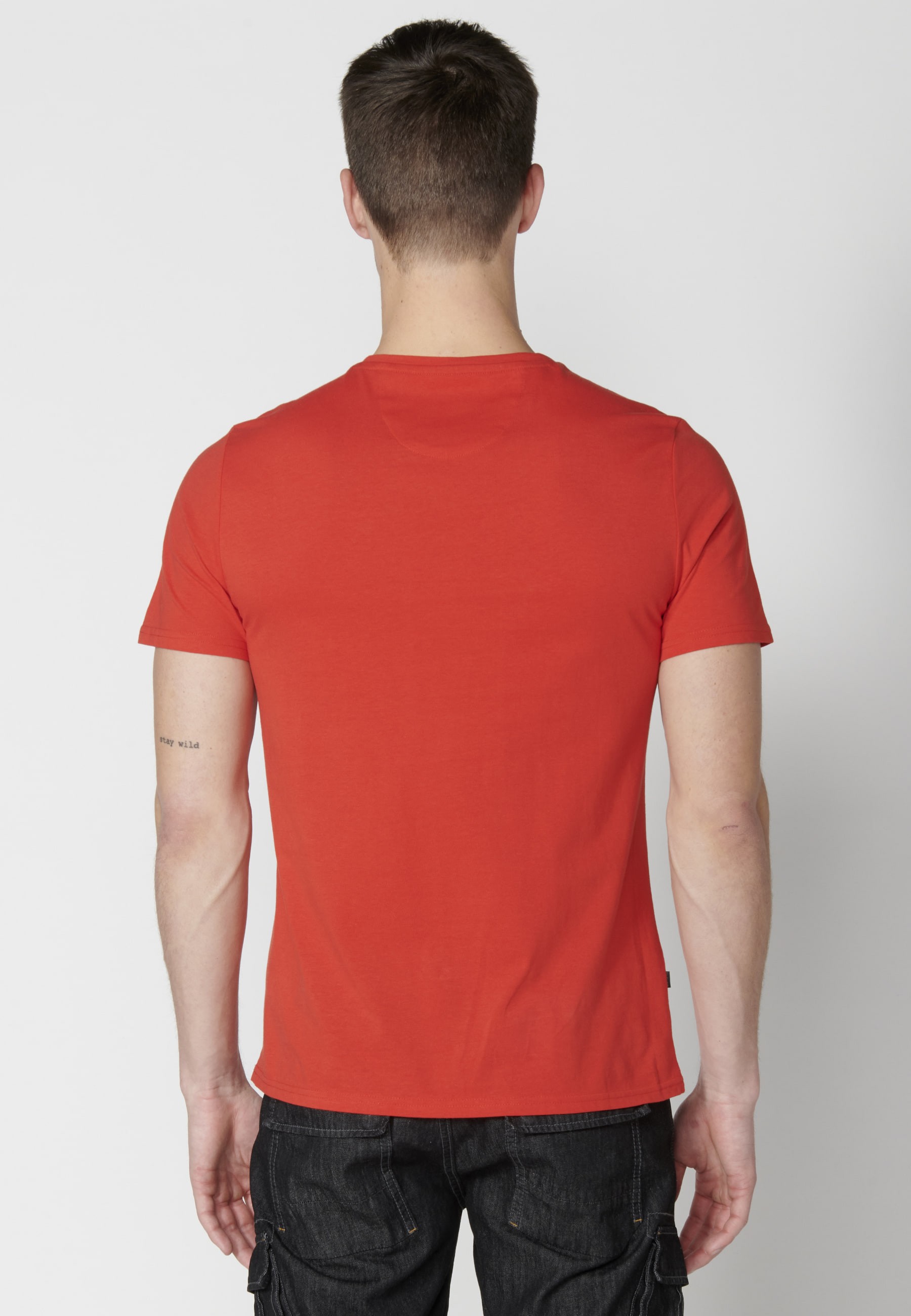 Rotes Kurzarm-T-Shirt aus Baumwolle für Herren