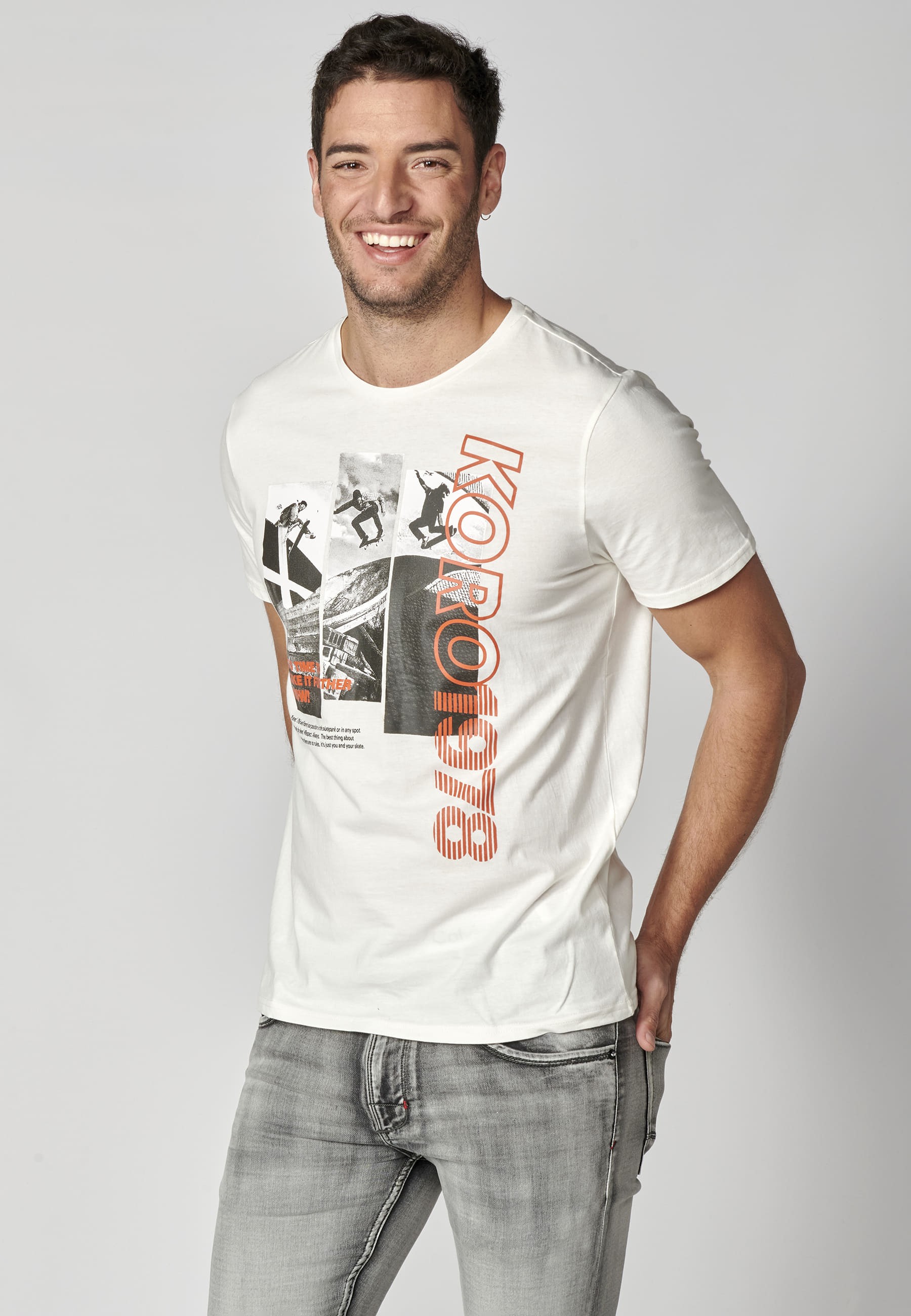 Camiseta de manga corta de Algodón color Crudo para Hombre