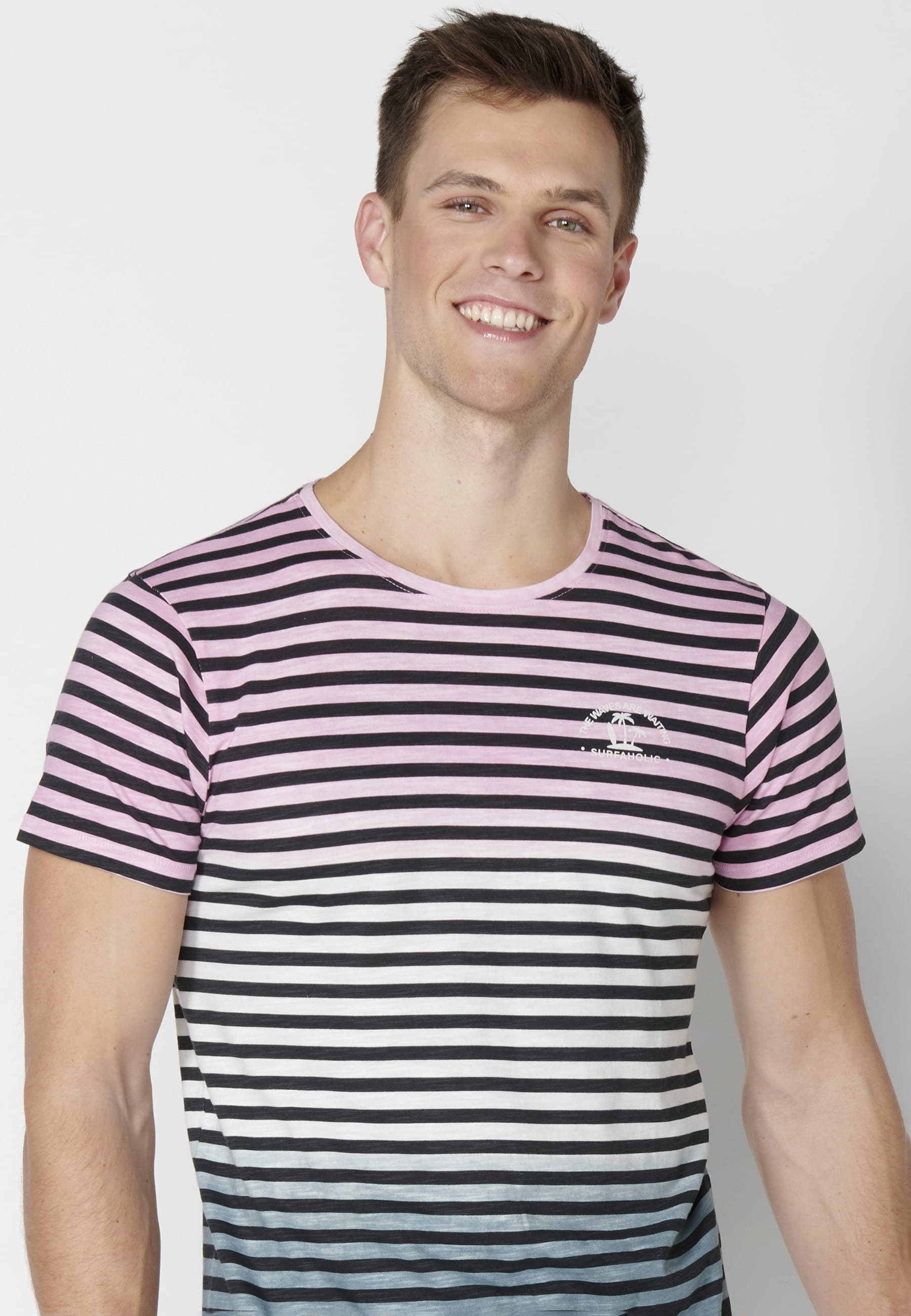 T-shirt à manches courtes en coton rose pour homme