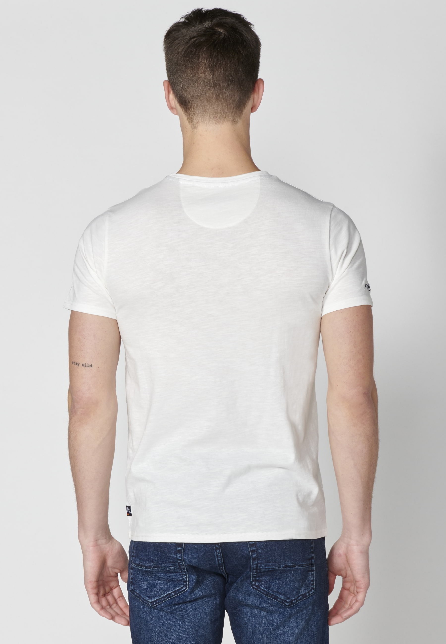 T-shirt à manches courtes en coton écru pour homme