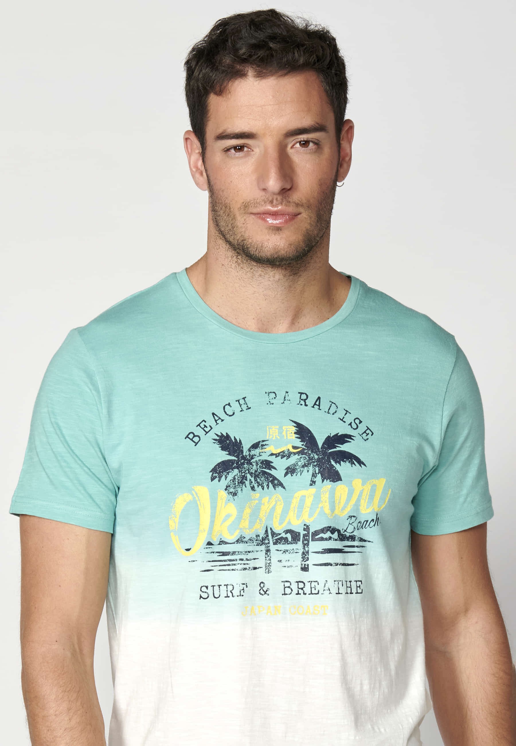 T-shirt à manches courtes en coton couleur menthe pour hommes 6