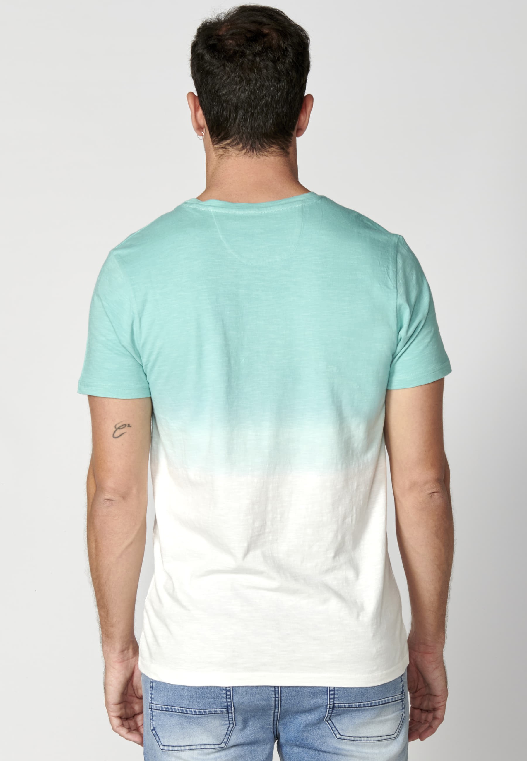 Kurzärmliges T-Shirt aus mintfarbener Baumwolle für Herren 4