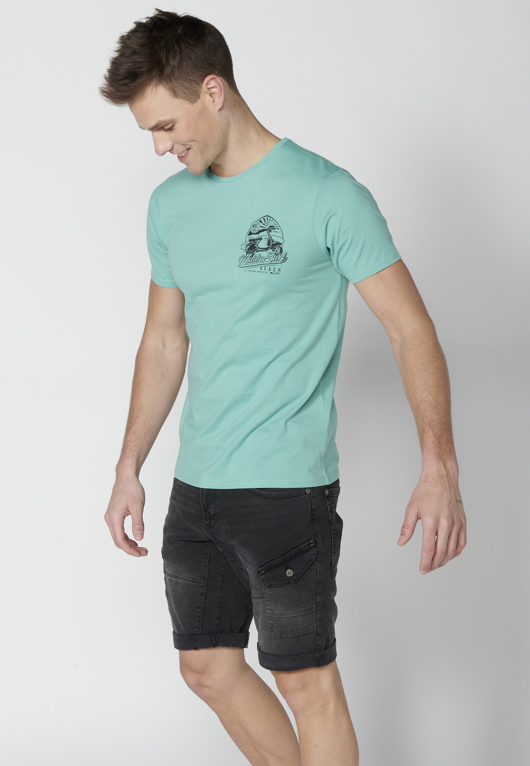 Men's Mint Color Cotton Short Sleeve T-shirt