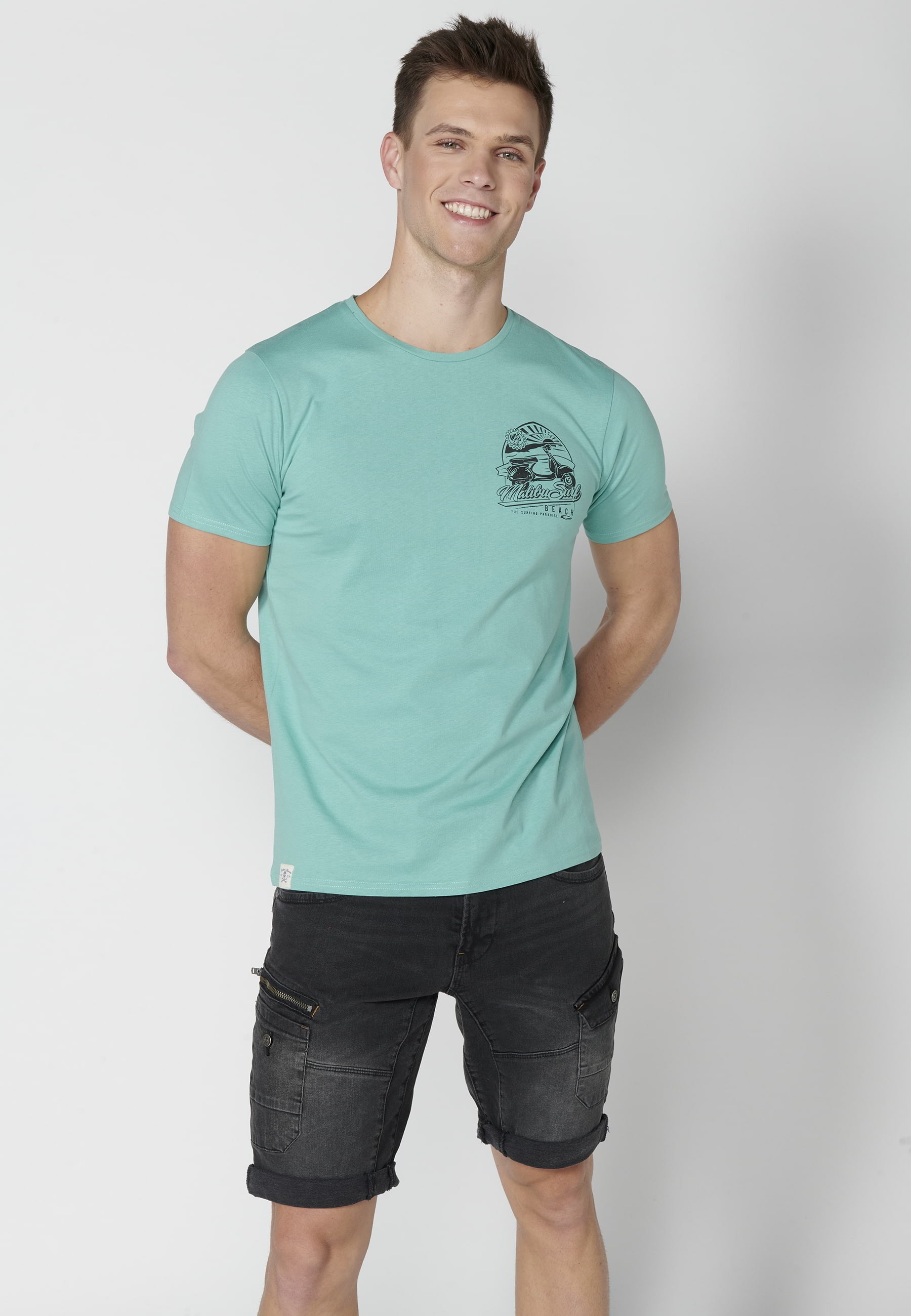 T-shirt à manches courtes en coton couleur menthe pour hommes