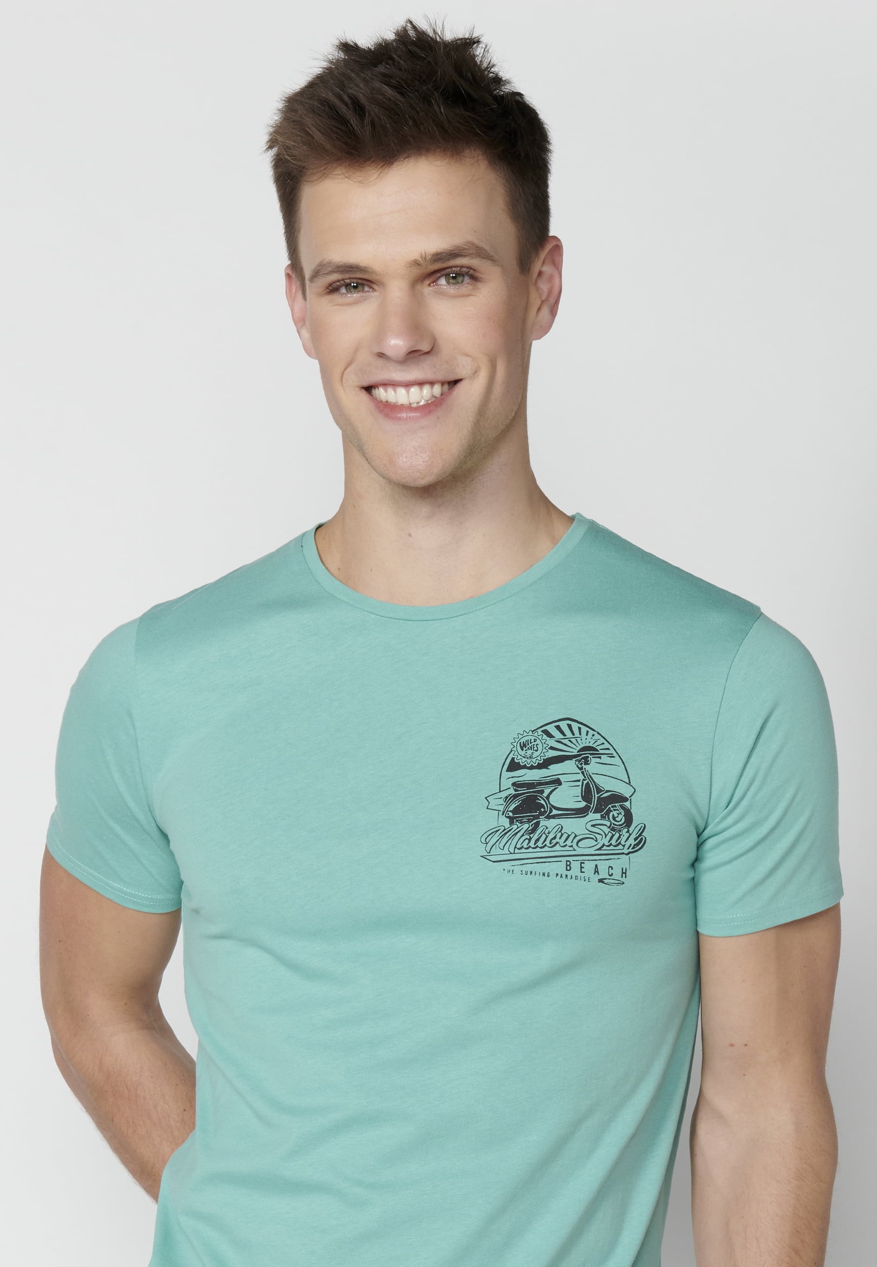 Camiseta de manga corta de Algodón color Menta para Hombre