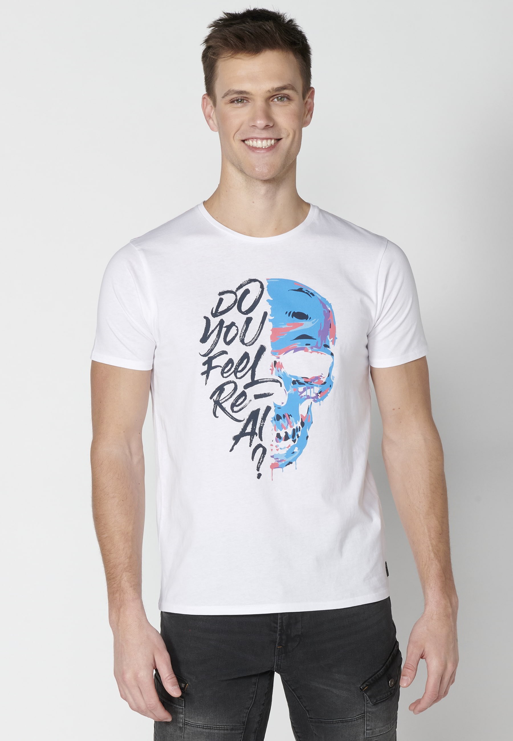 Camiseta de manga corta de algodón color blanco para hombre | Ropa Casual
