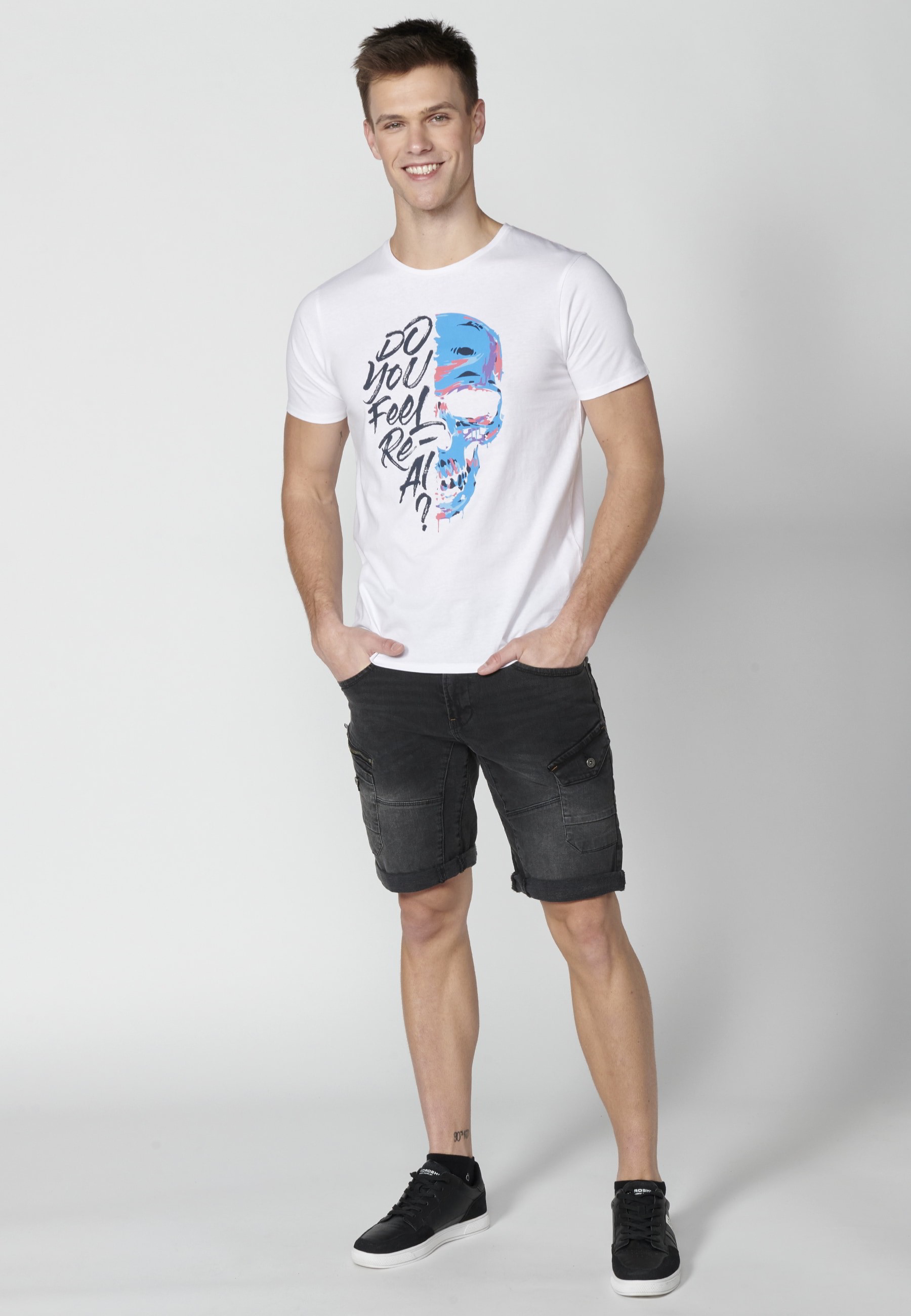Camiseta de manga corta de algodón color blanco para hombre | Ropa Casual