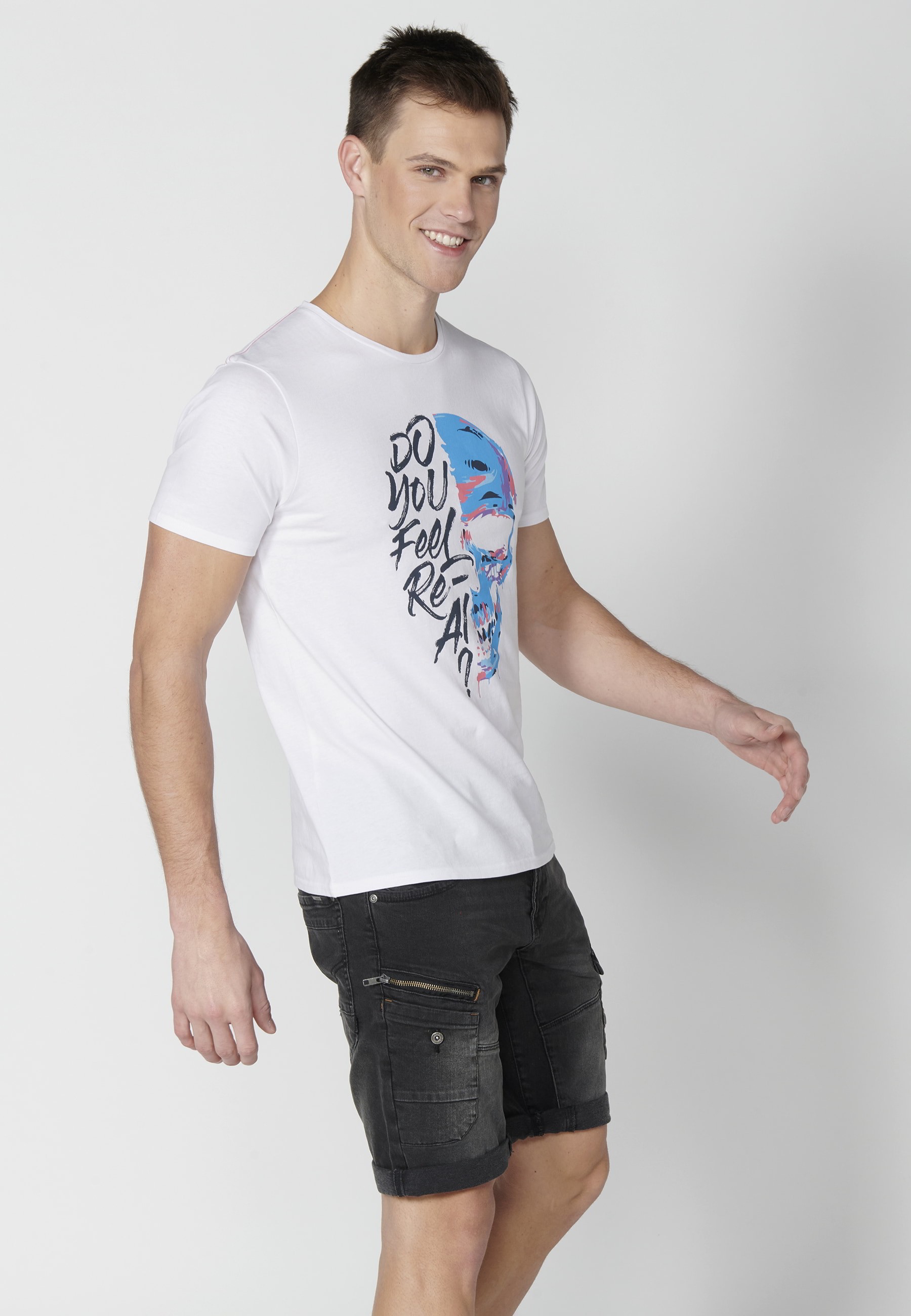 Camiseta de manga corta de algodón color blanco para hombre | Ropa Casual
