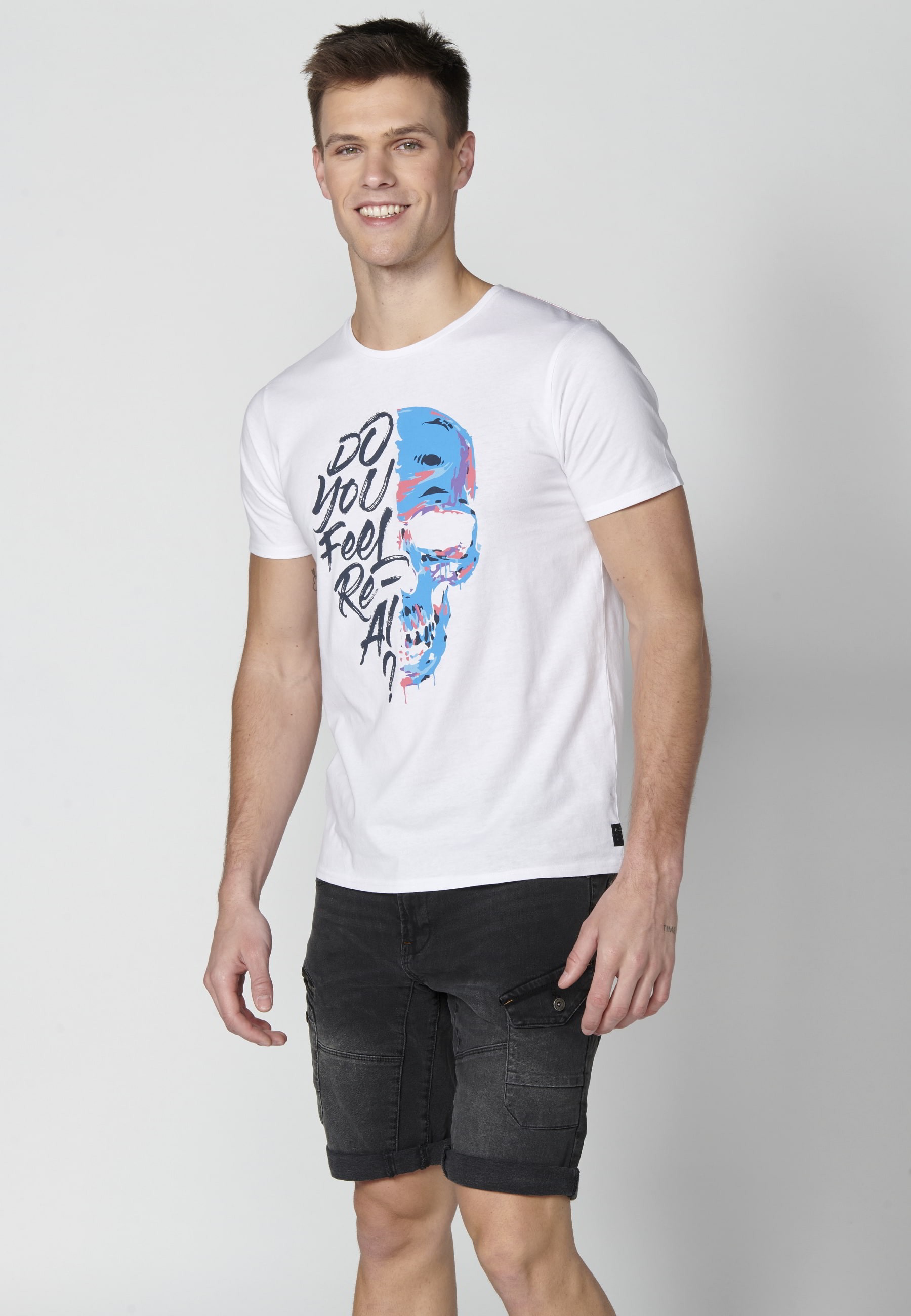 Camiseta de manga corta de algodón color blanco para hombre | Ropa Casual