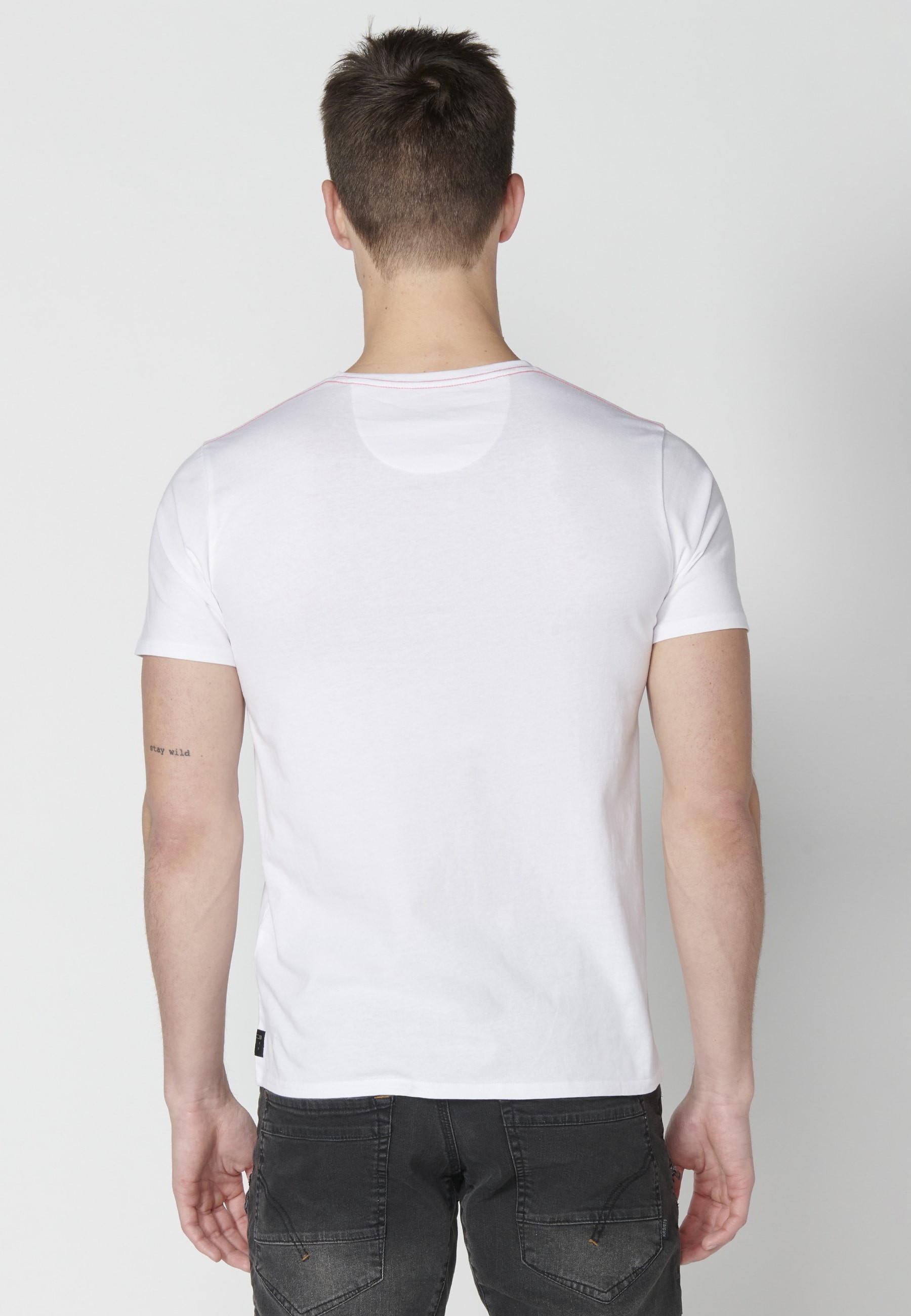 Camiseta de manga corta de algodón color blanco para hombre | Ropa Casual