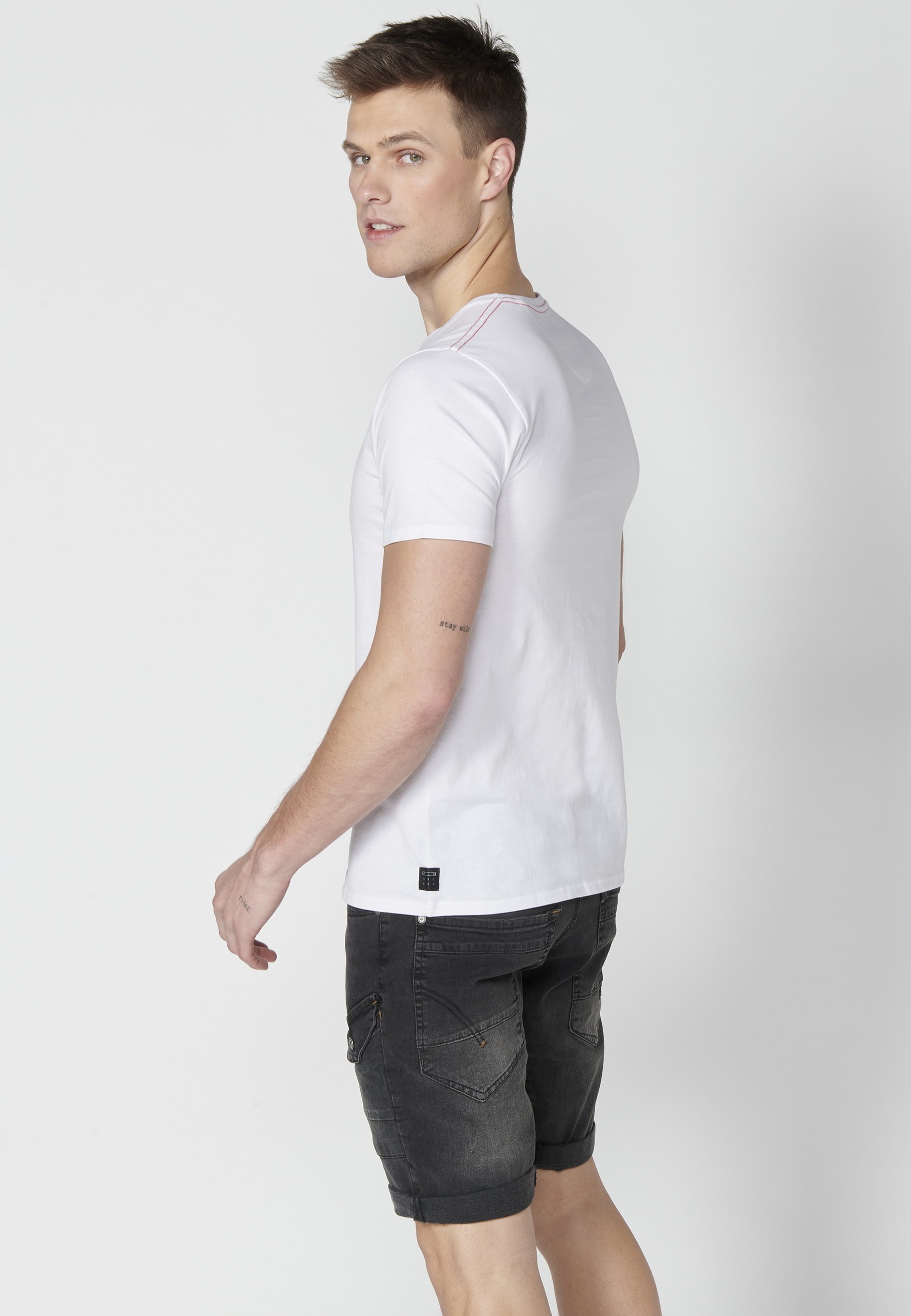 Camiseta de manga corta de algodón color blanco para hombre | Ropa Casual