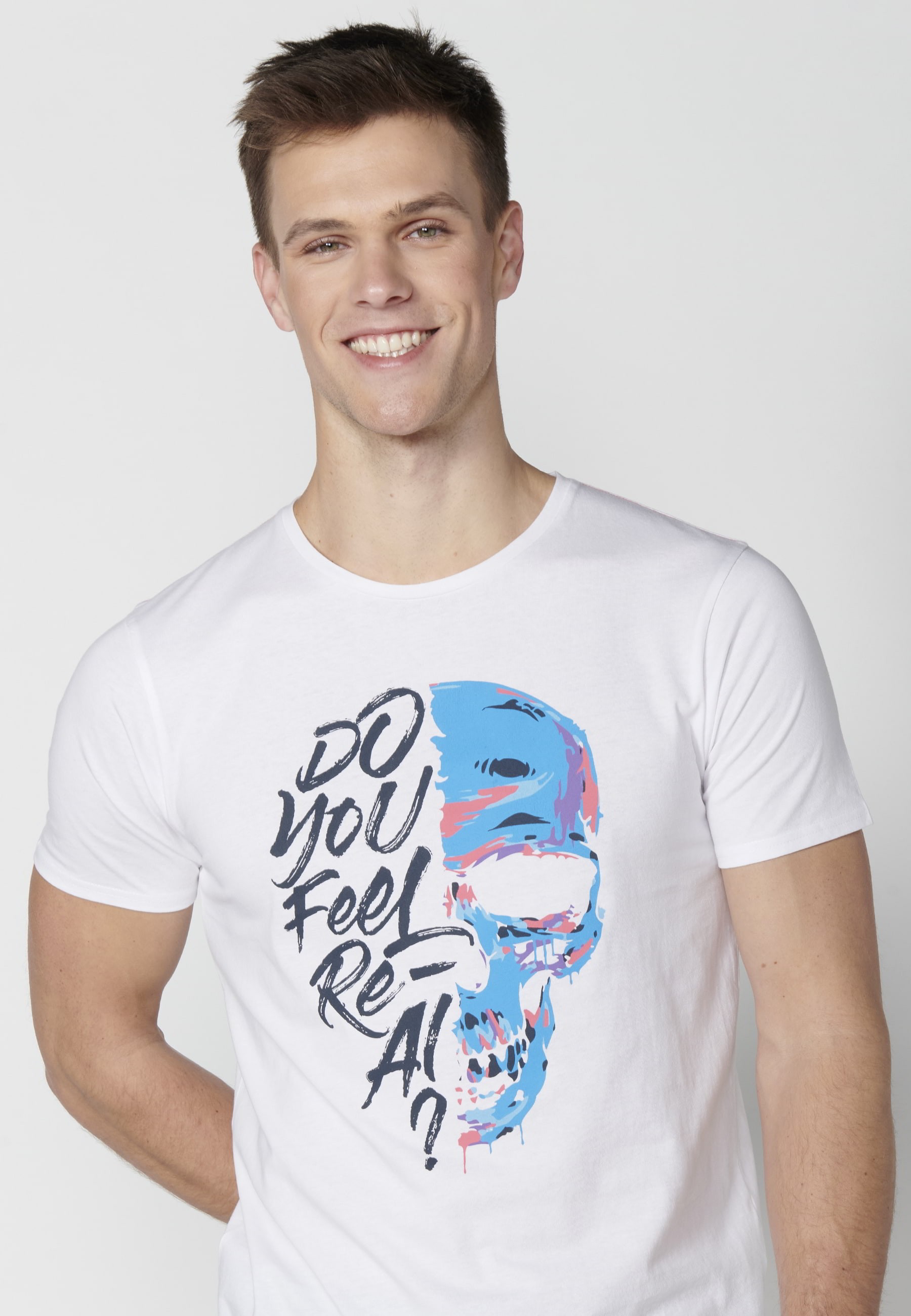Camiseta de manga corta de algodón color blanco para hombre | Ropa Casual