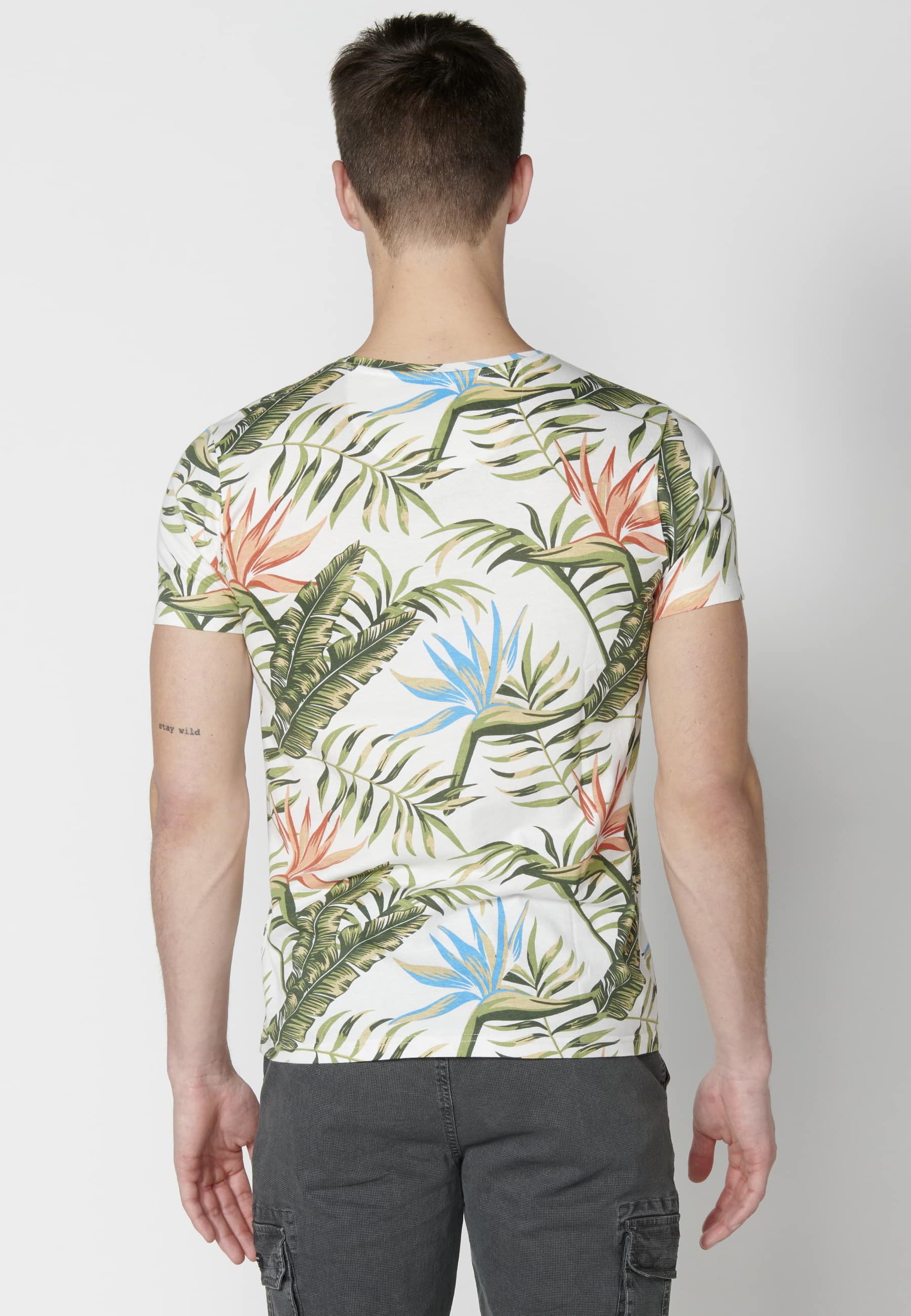 Camiseta de manga corta de algodón color crudo para hombre | Ropa Casual