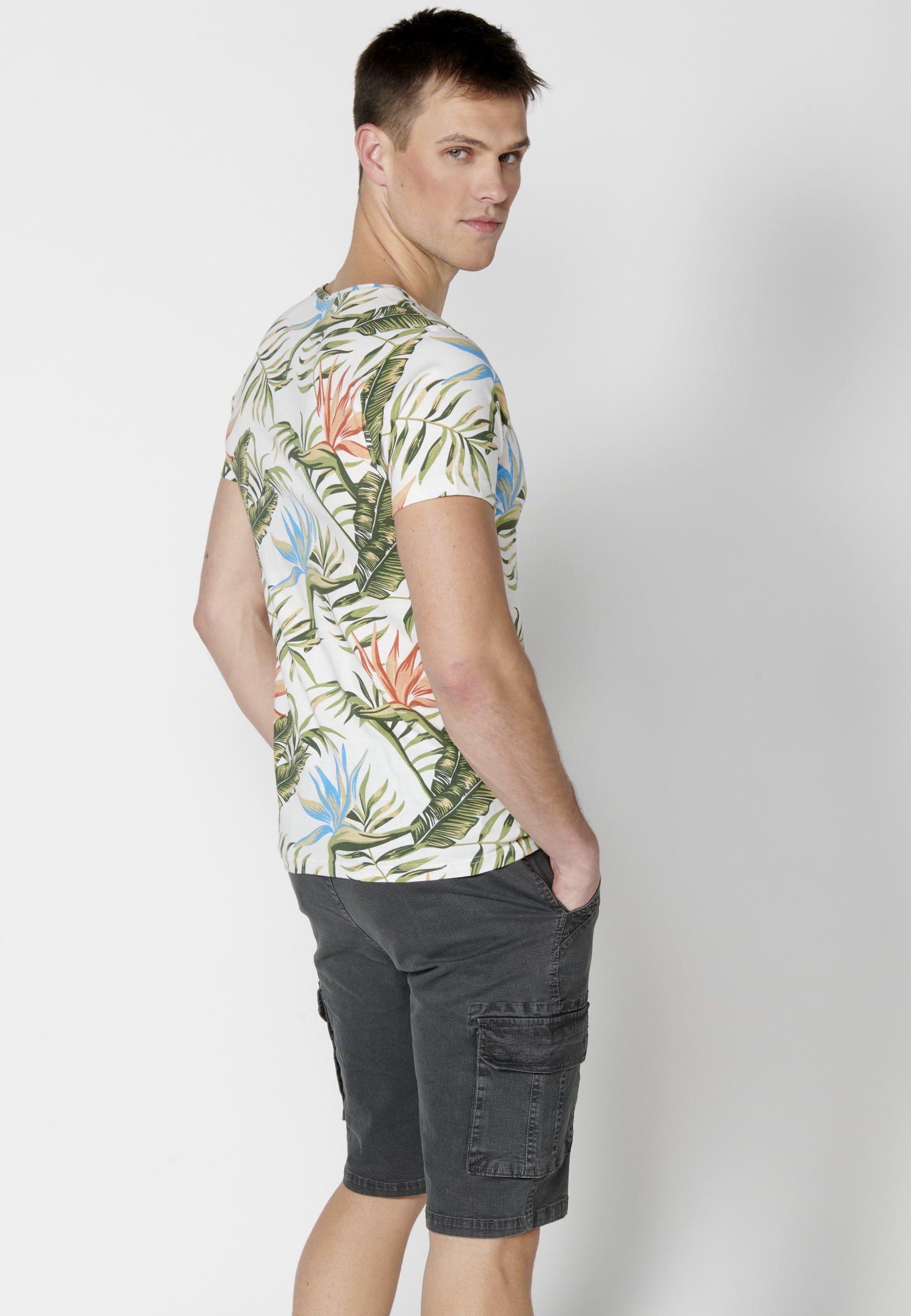 Camiseta de manga corta de algodón color crudo para hombre | Ropa Casual