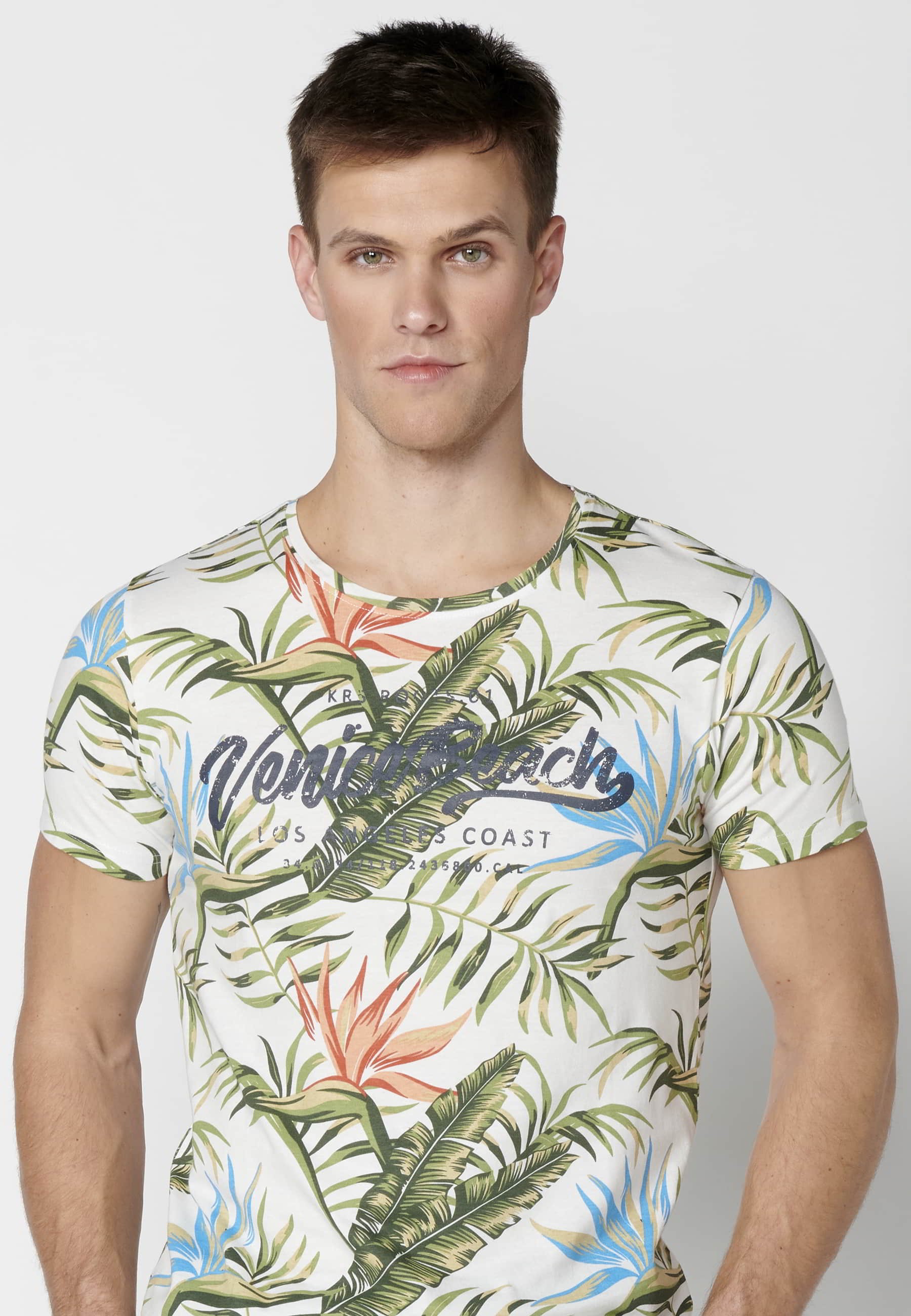 Camiseta de manga corta de algodón color crudo para hombre | Ropa Casual