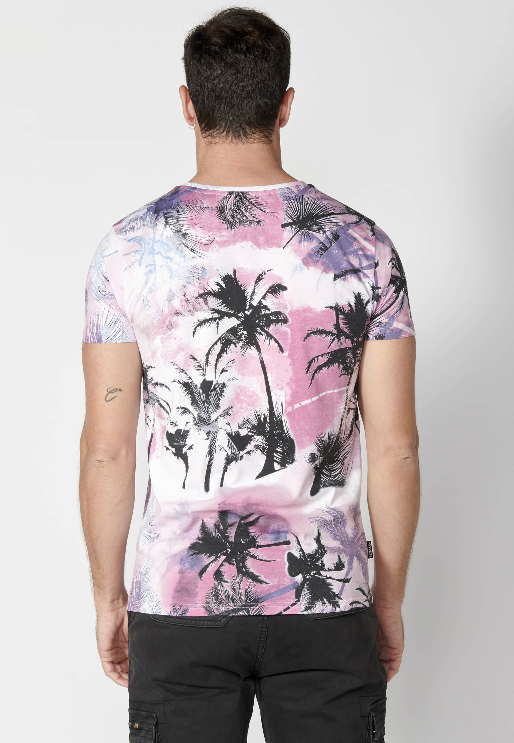 T-shirt à manches courtes en coton rose pour homme