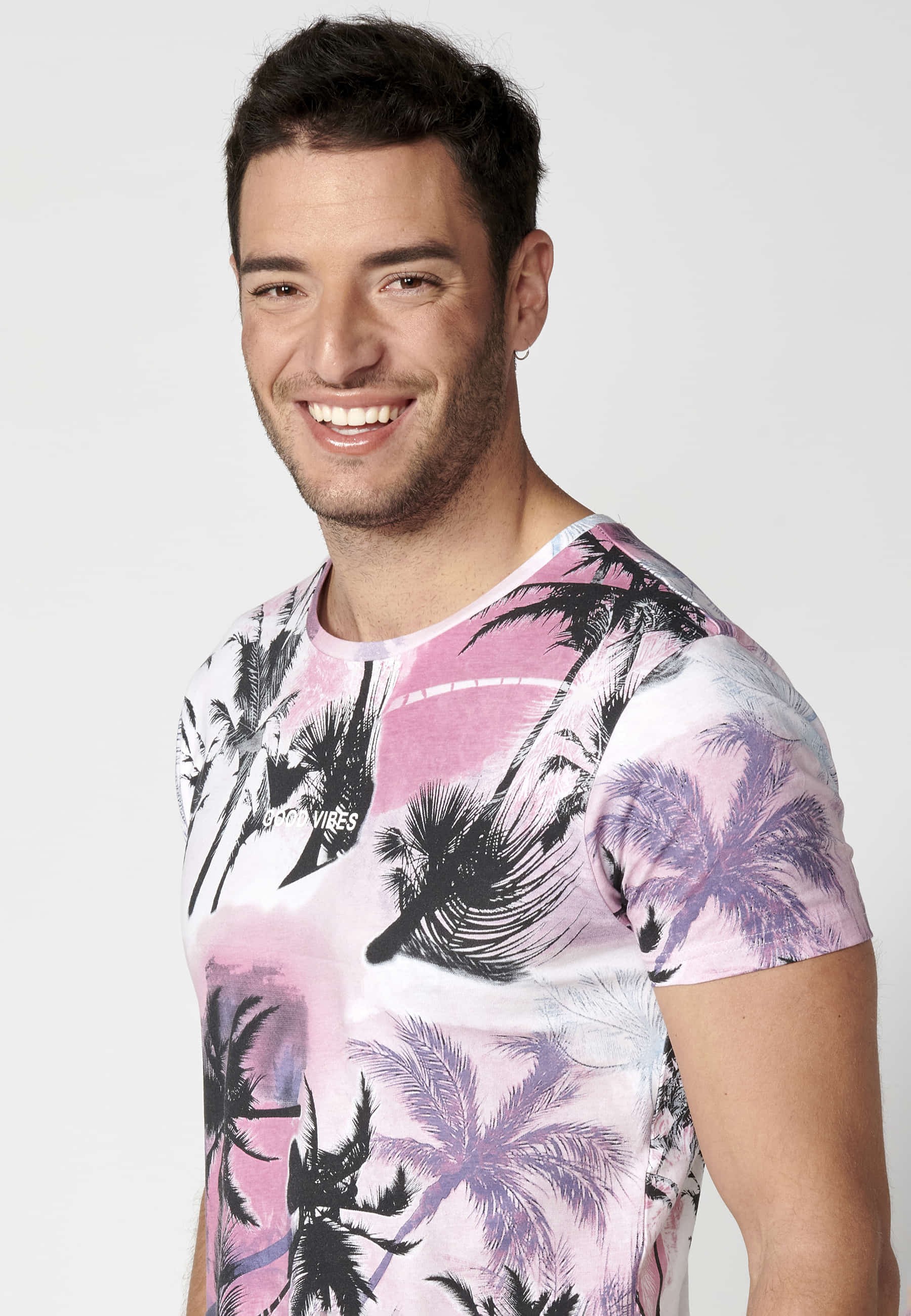 T-shirt à manches courtes en coton rose pour homme