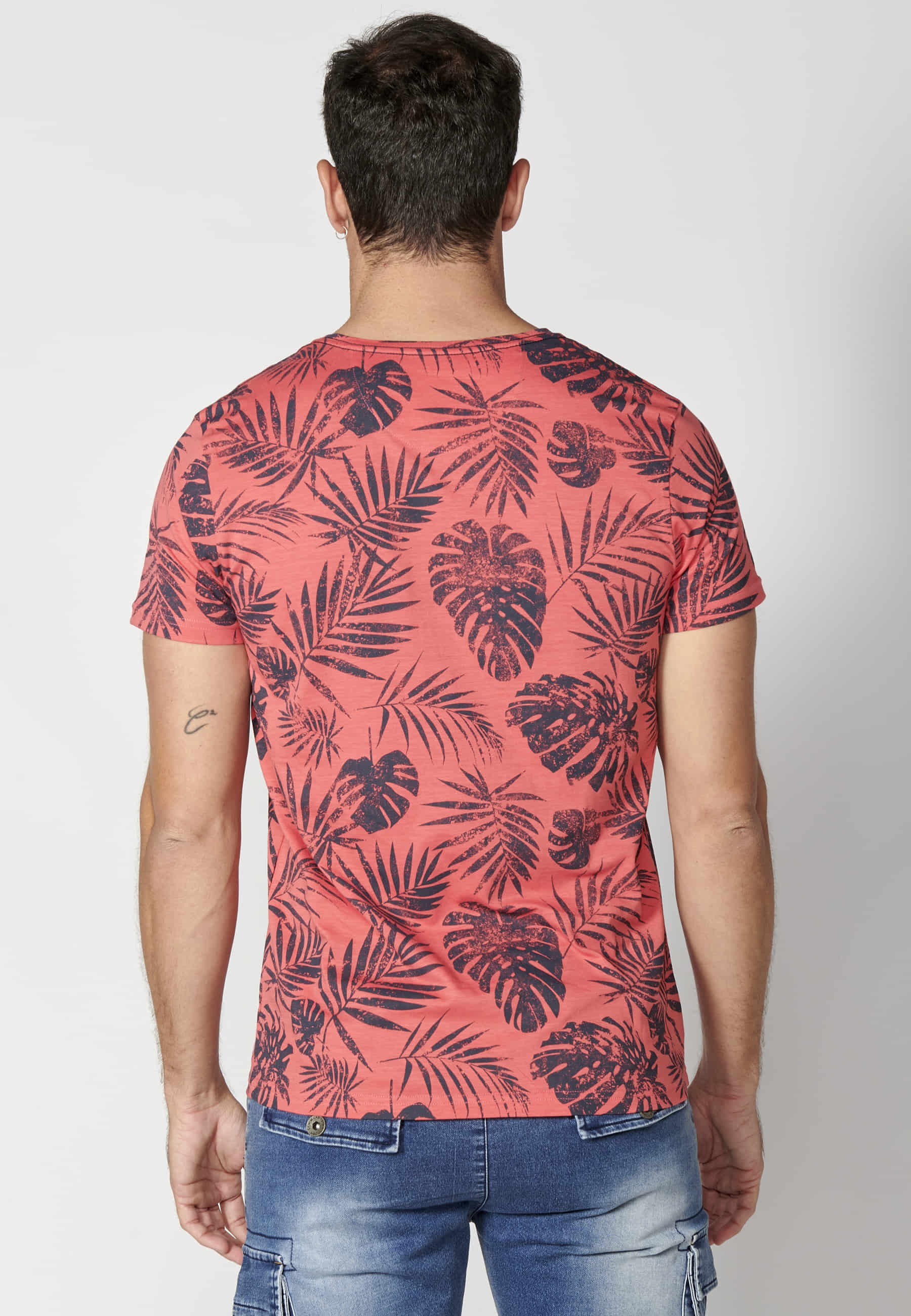 Men's Coral Color Cotton Short Sleeve T-shirt