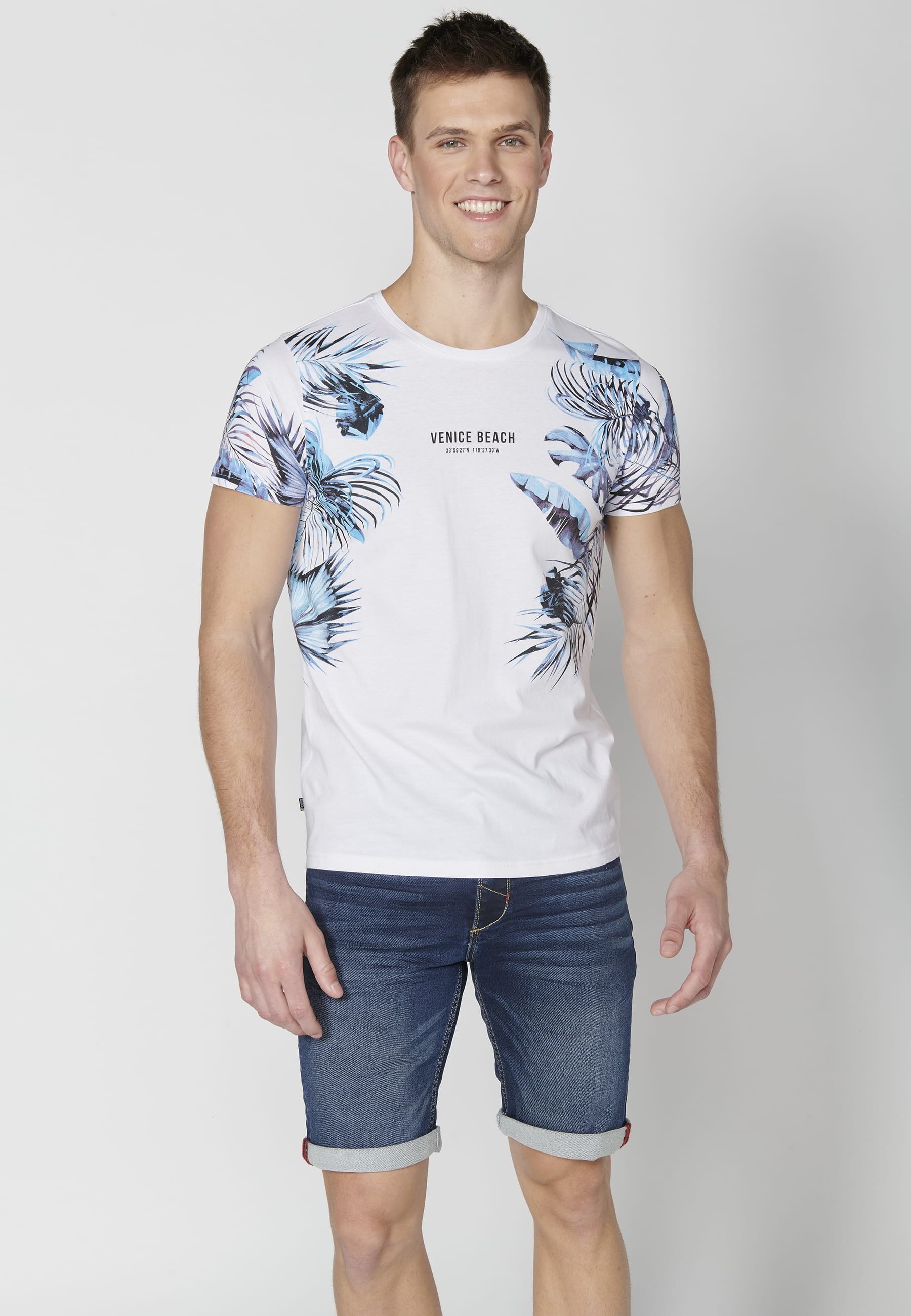 T-shirt à manches courtes en coton blanc pour hommes