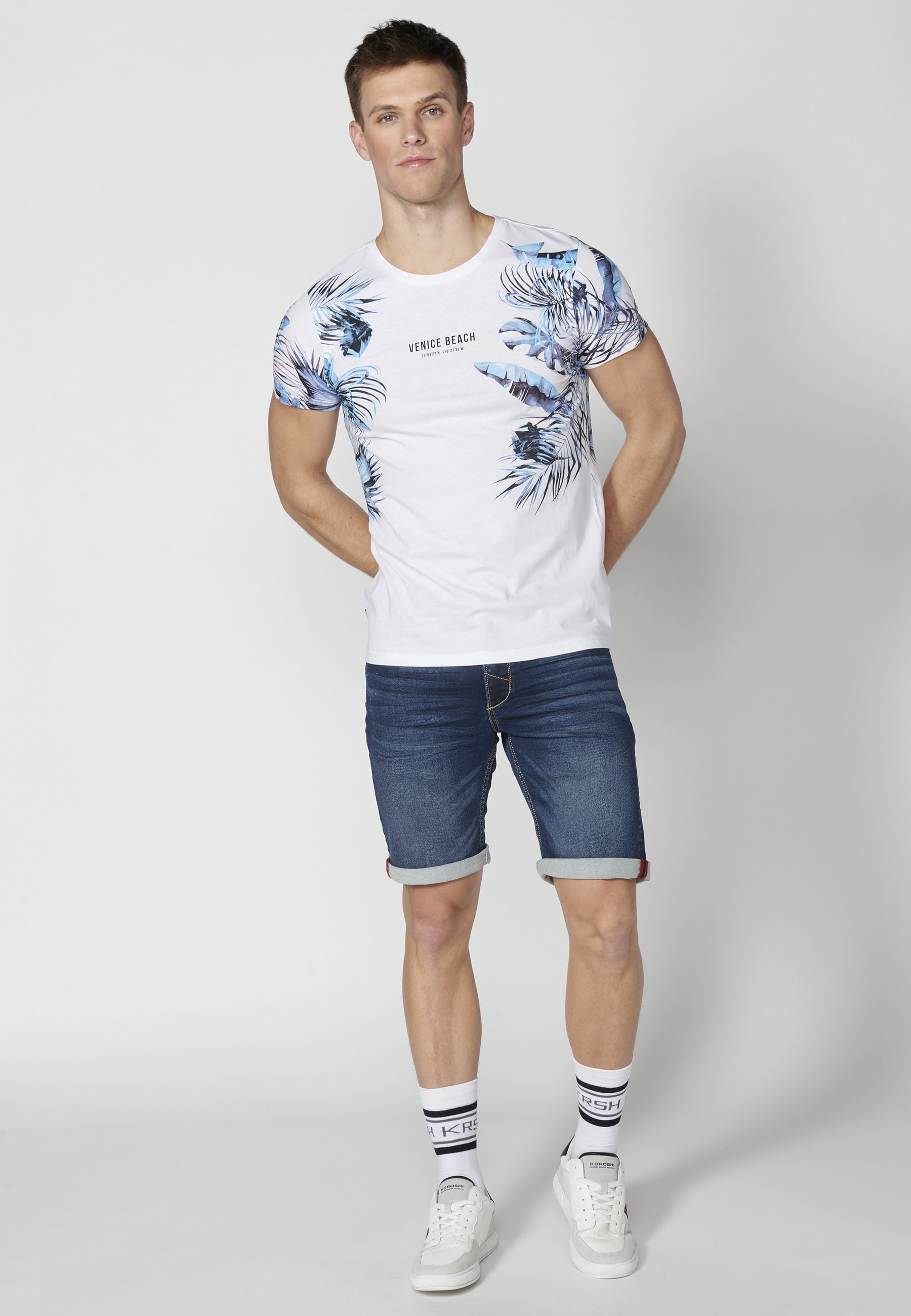 Camiseta de manga corta de Algodón color Blanco para Hombre 3