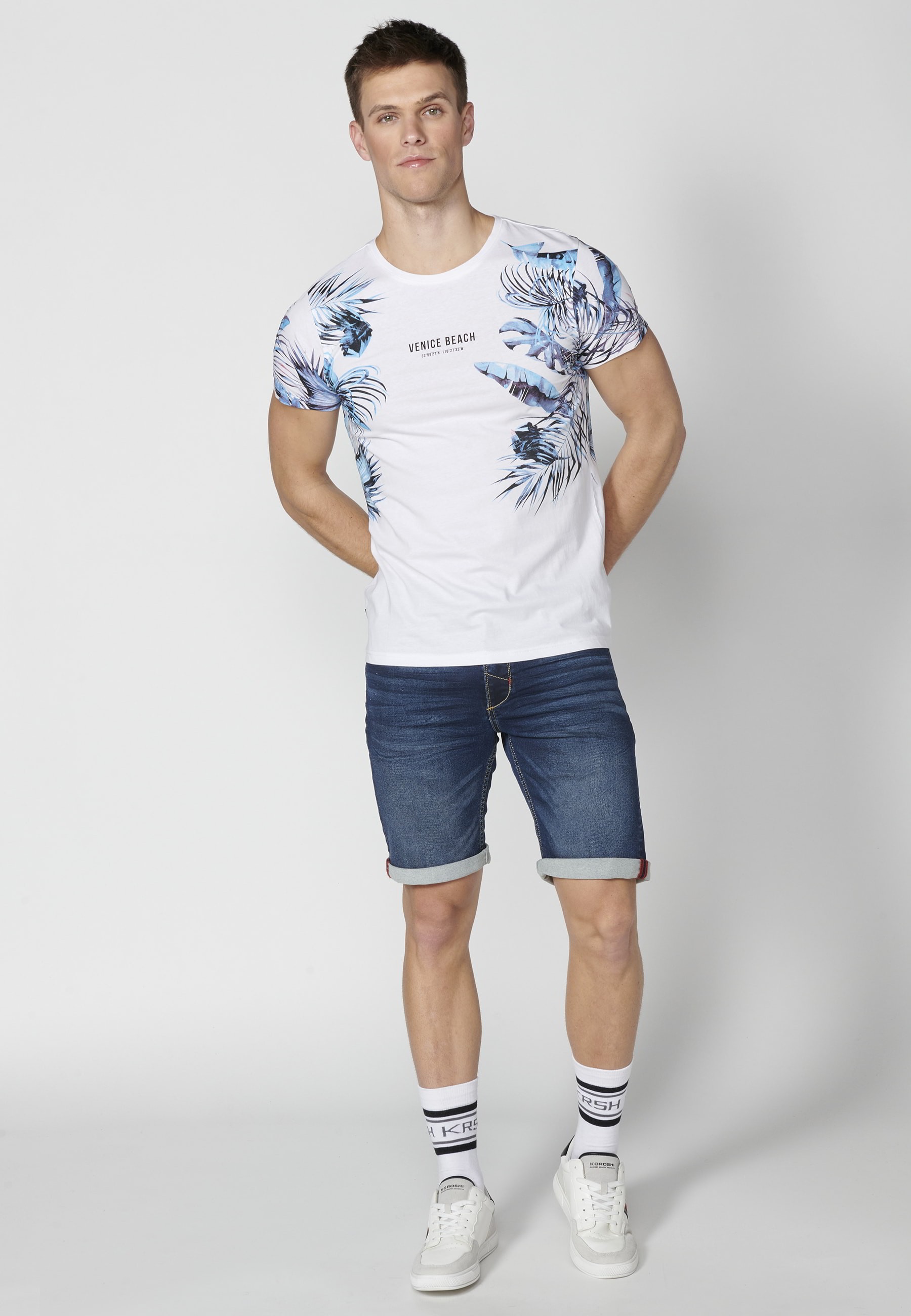 T-shirt à manches courtes en coton blanc pour hommes 3