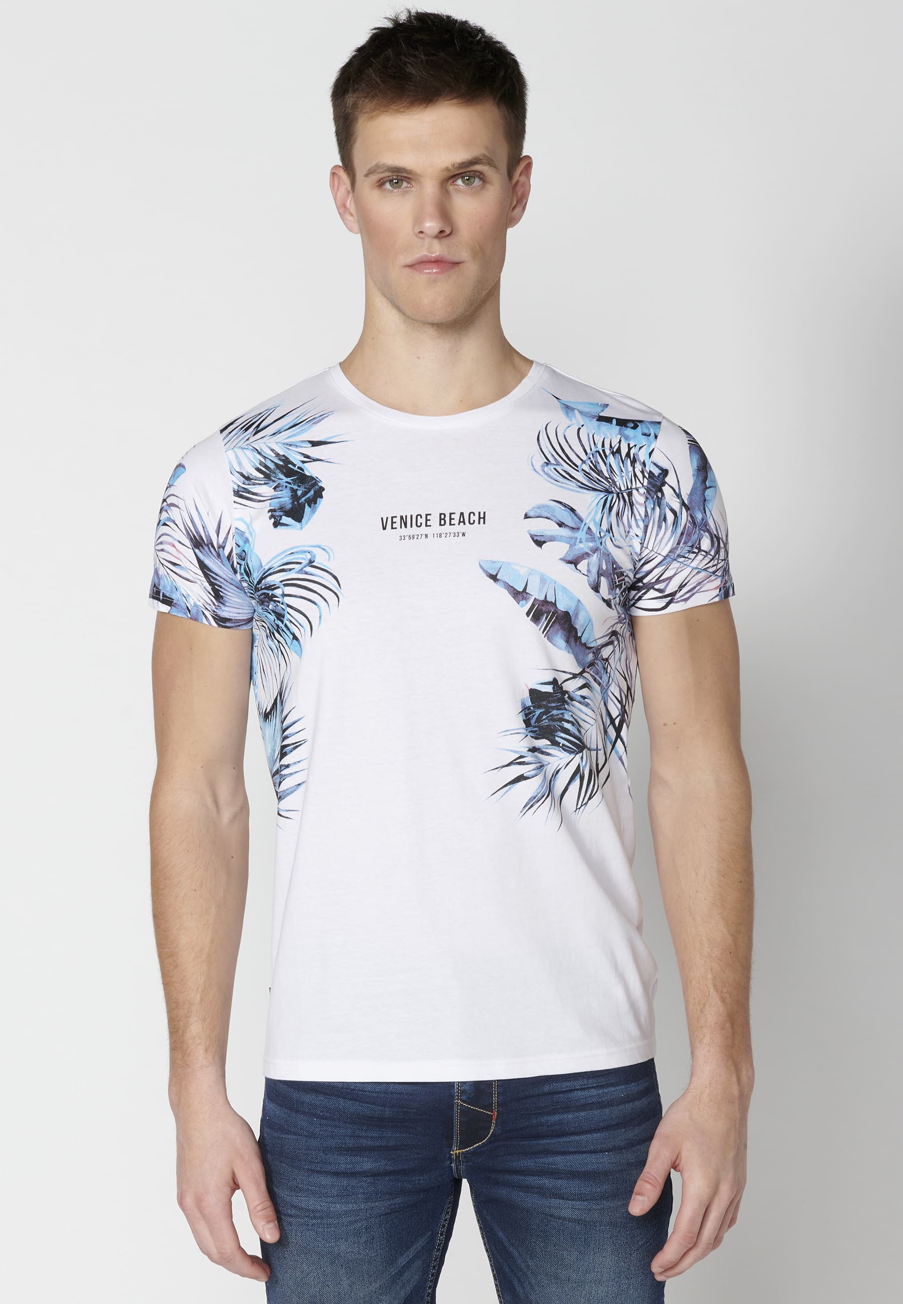 Camiseta de manga corta de Algodón color Blanco para Hombre 2