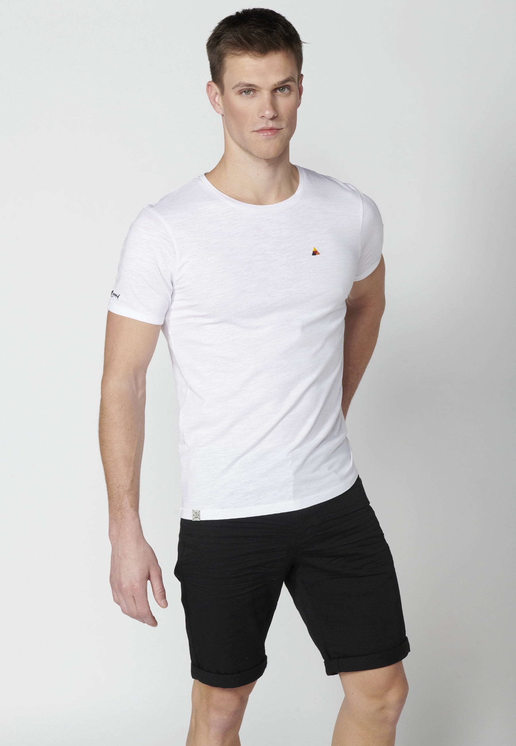 White cotton short-sleeved T-shirt for Men