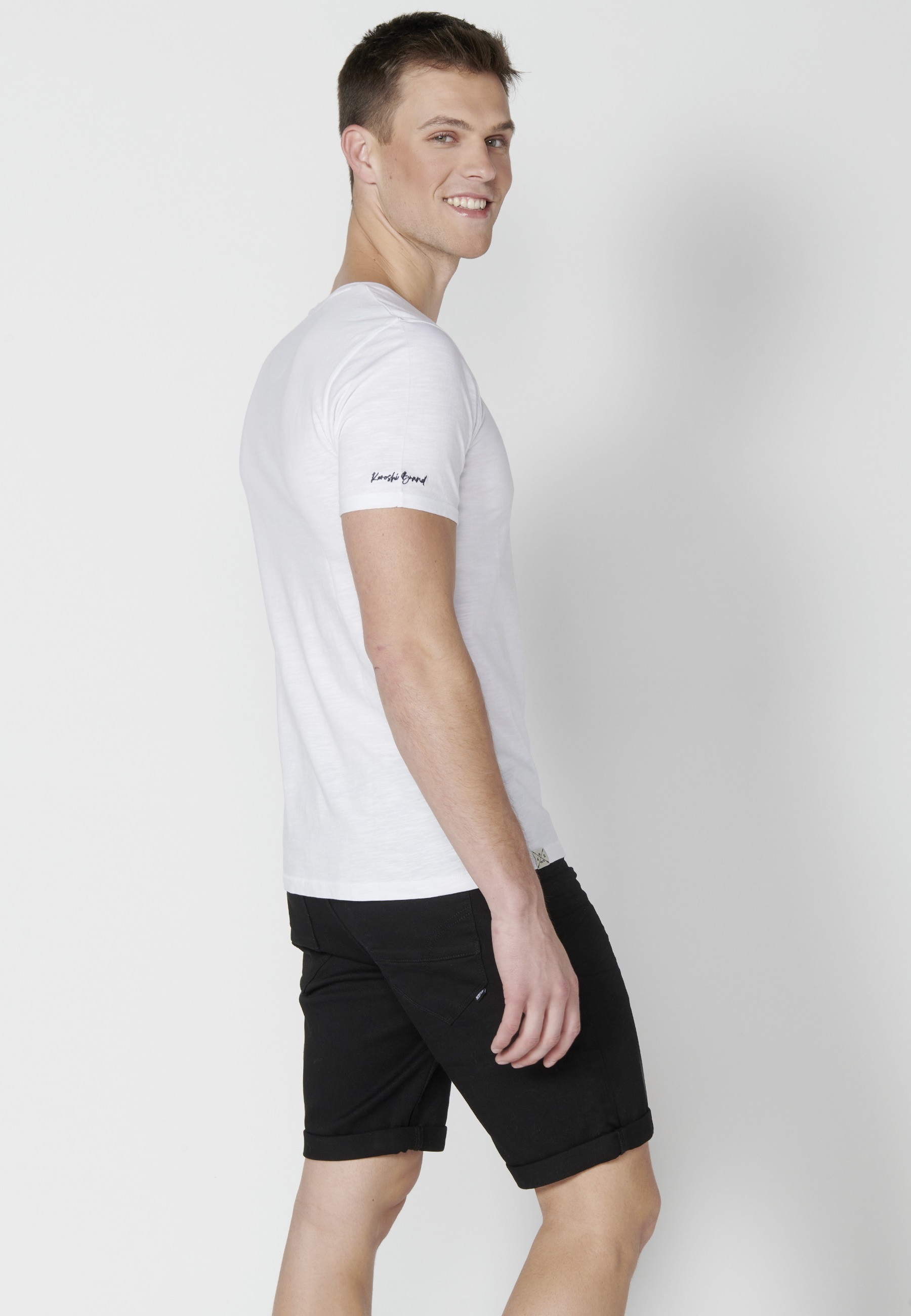 White cotton short-sleeved T-shirt for Men
