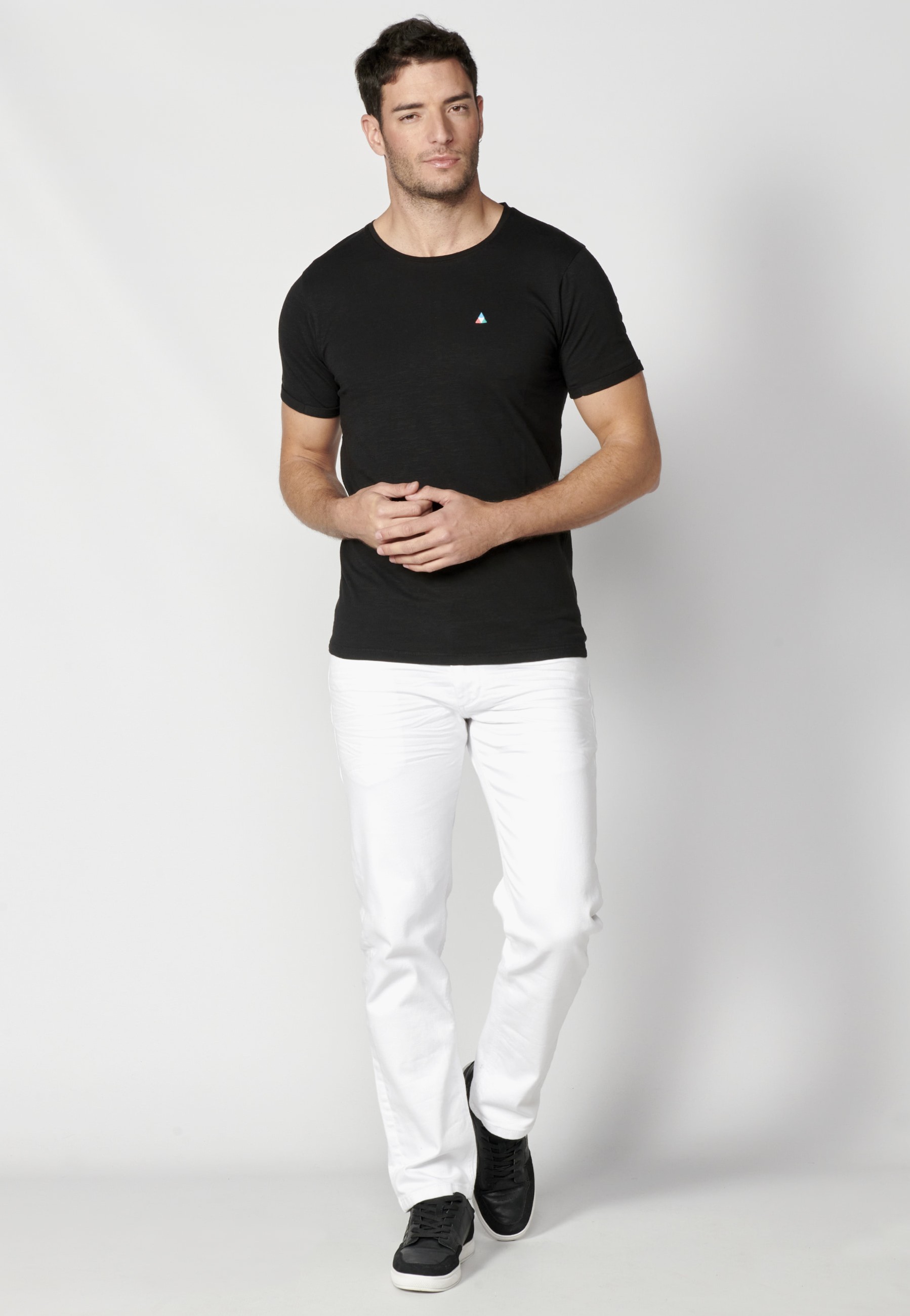 T-shirt à manches courtes en coton noir pour homme
