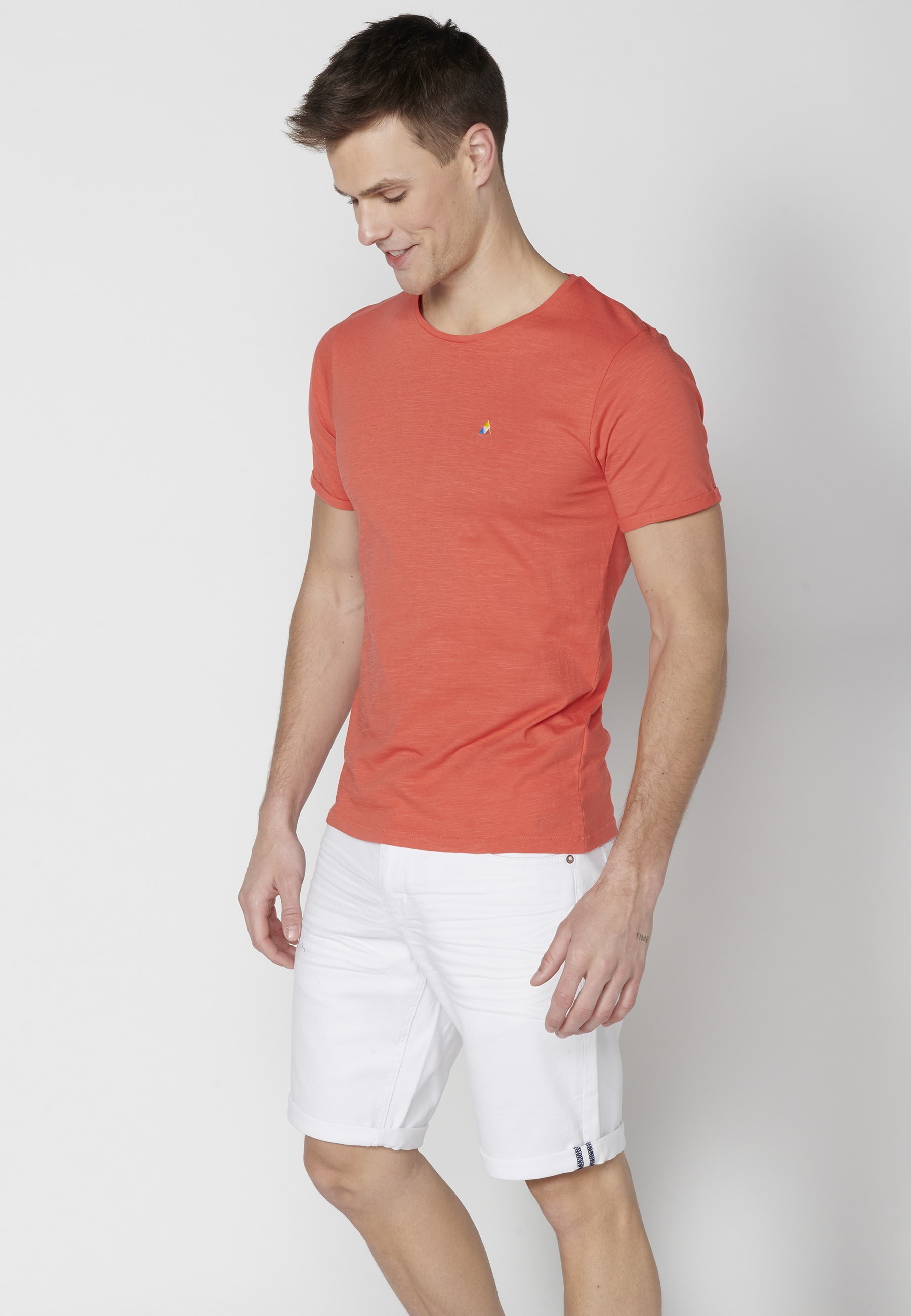 Men's Pink Cotton Short Sleeve T-shirt
