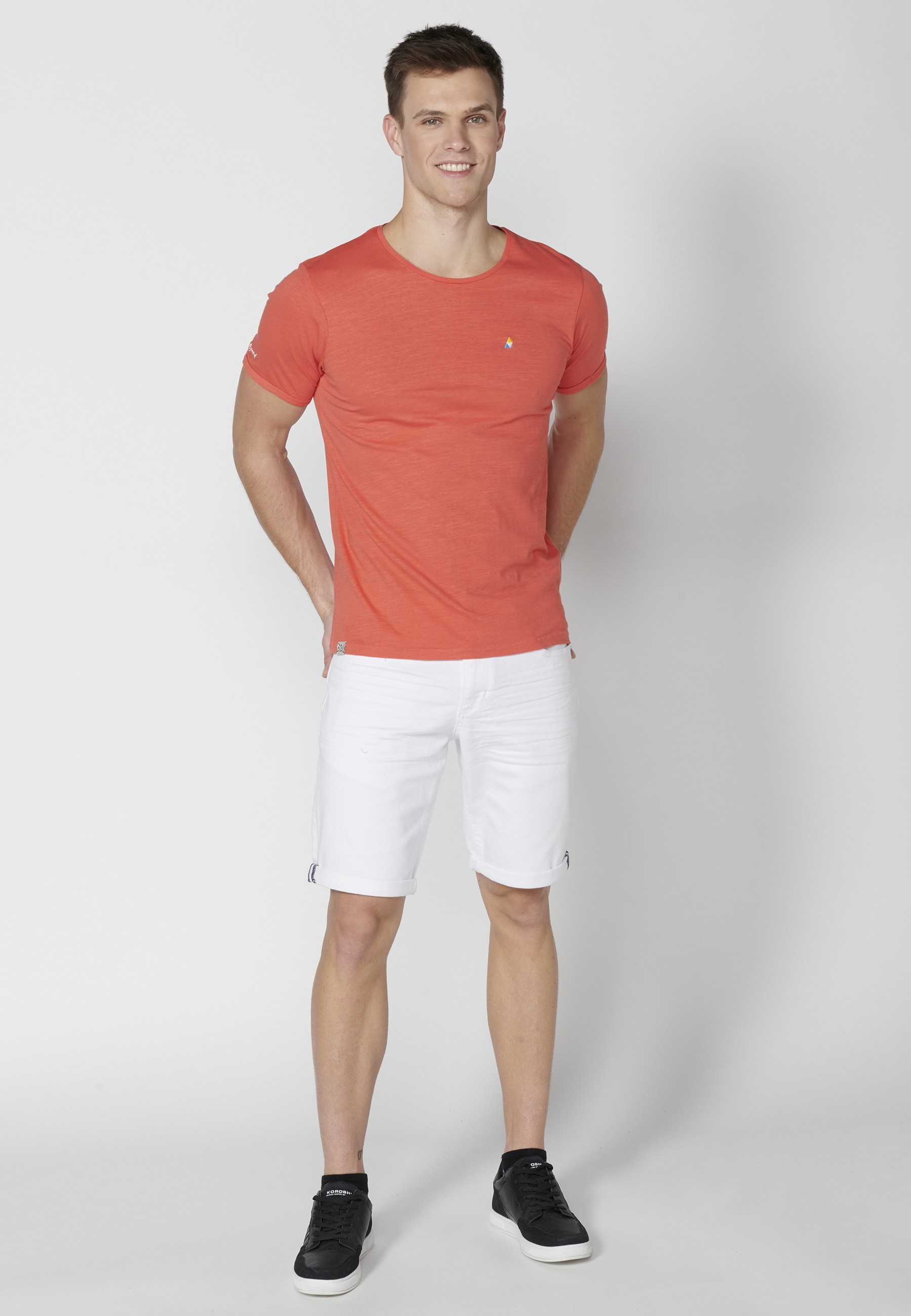 T-shirt Homme Rose En Coton À Manches Courtes