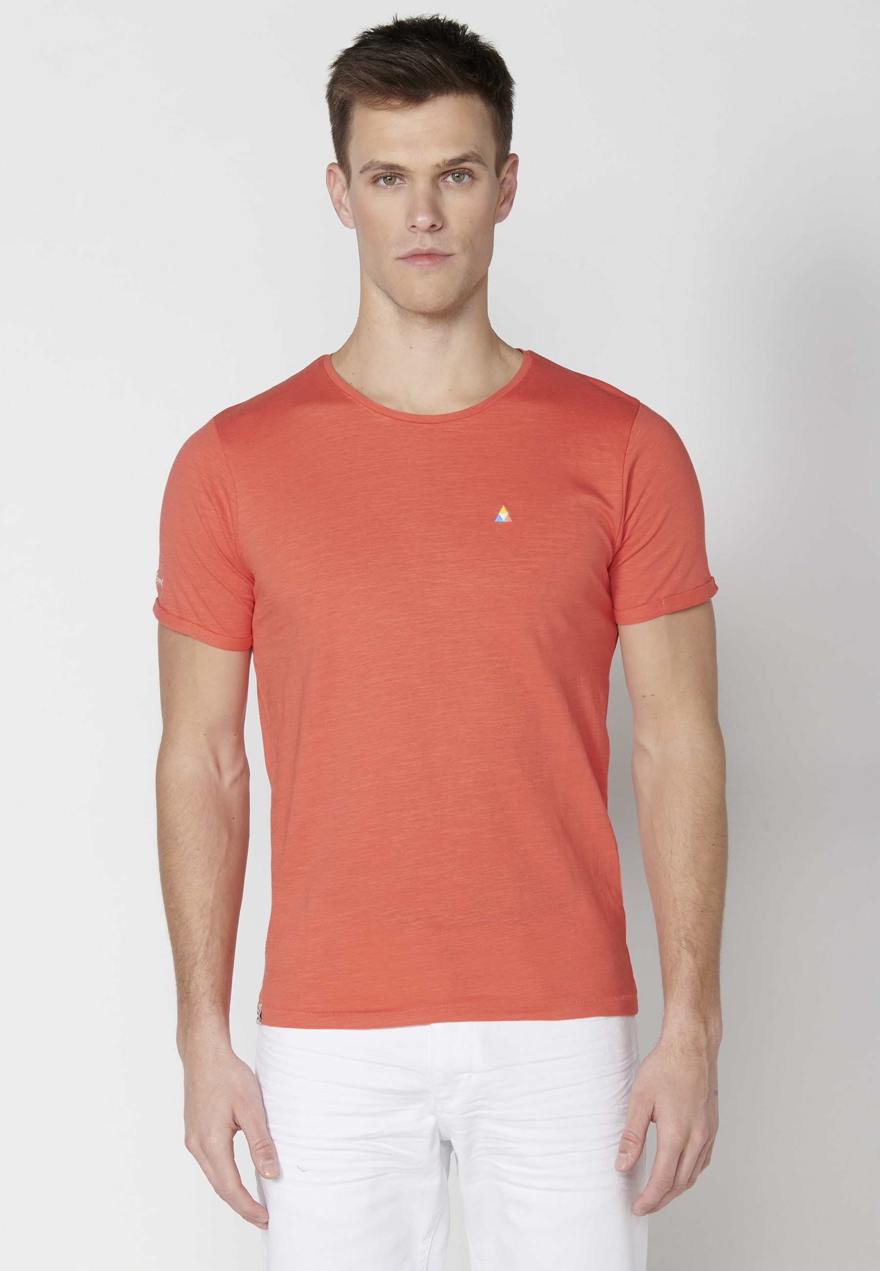 Camiseta de manga corta de algodón color Rosa para Hombre