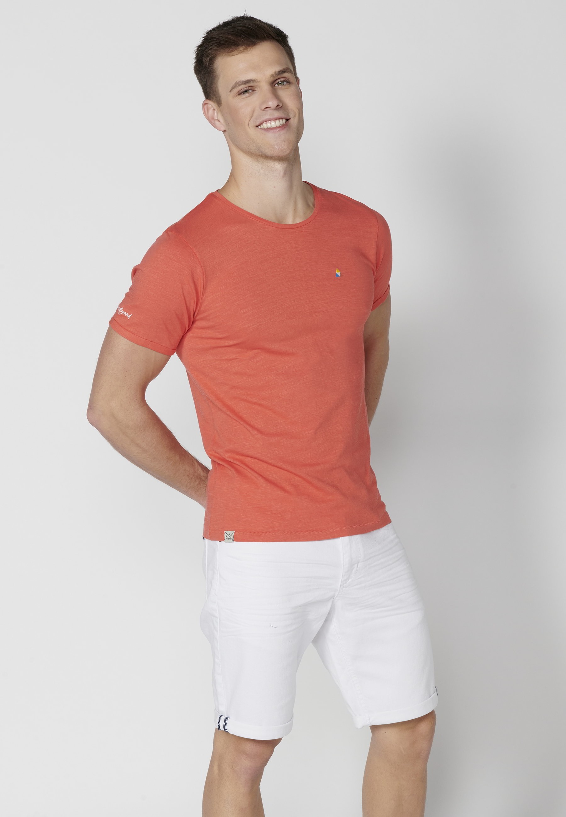 Men's Pink Cotton Short Sleeve T-shirt