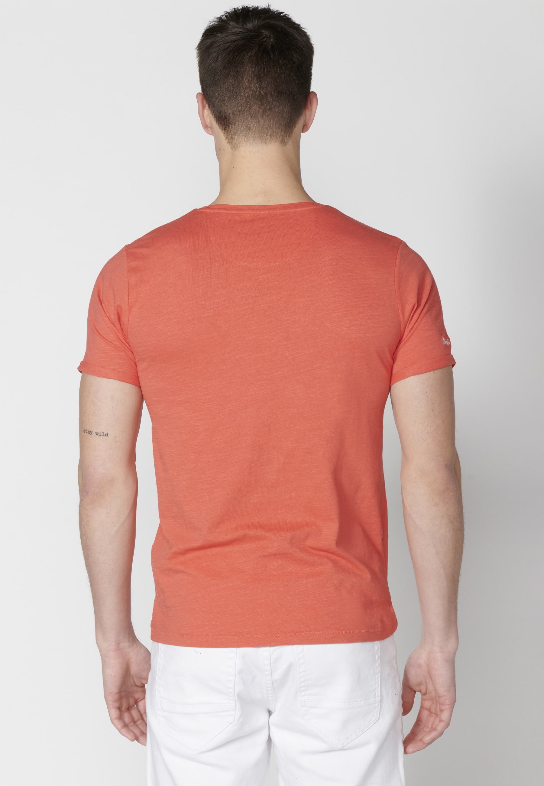 T-shirt Homme Rose En Coton À Manches Courtes