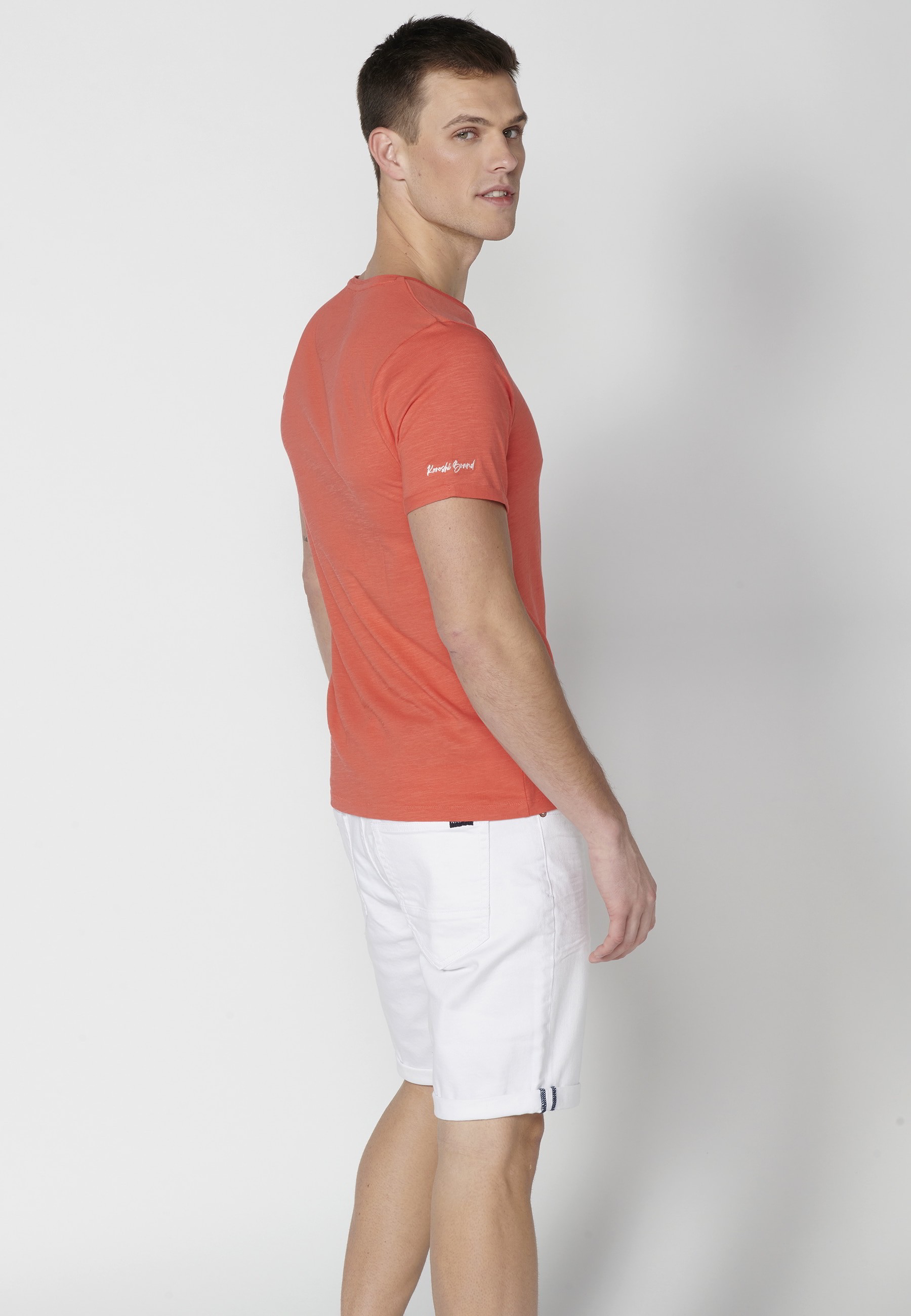 T-shirt Homme Rose En Coton À Manches Courtes