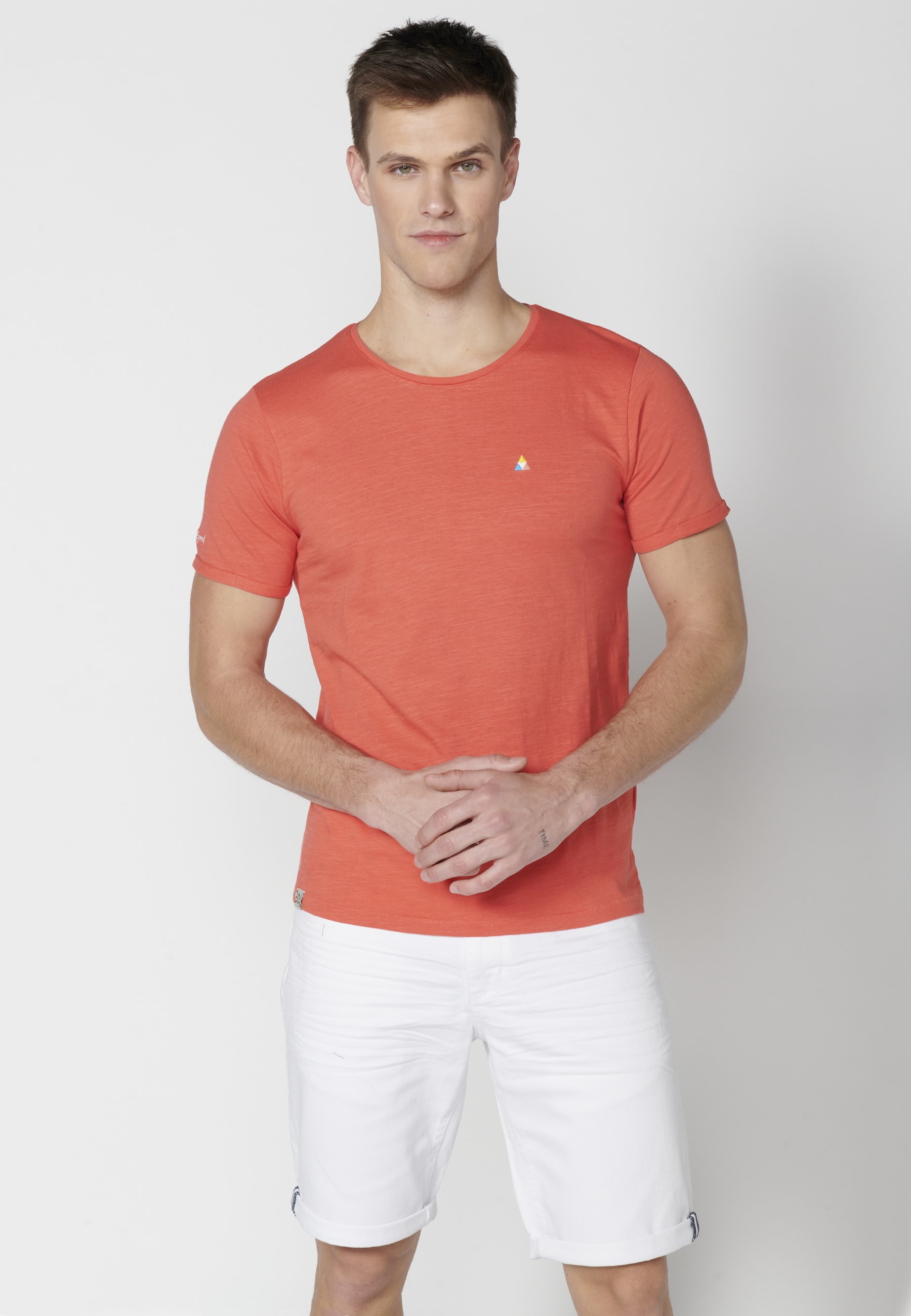 Men's Pink Cotton Short Sleeve T-shirt