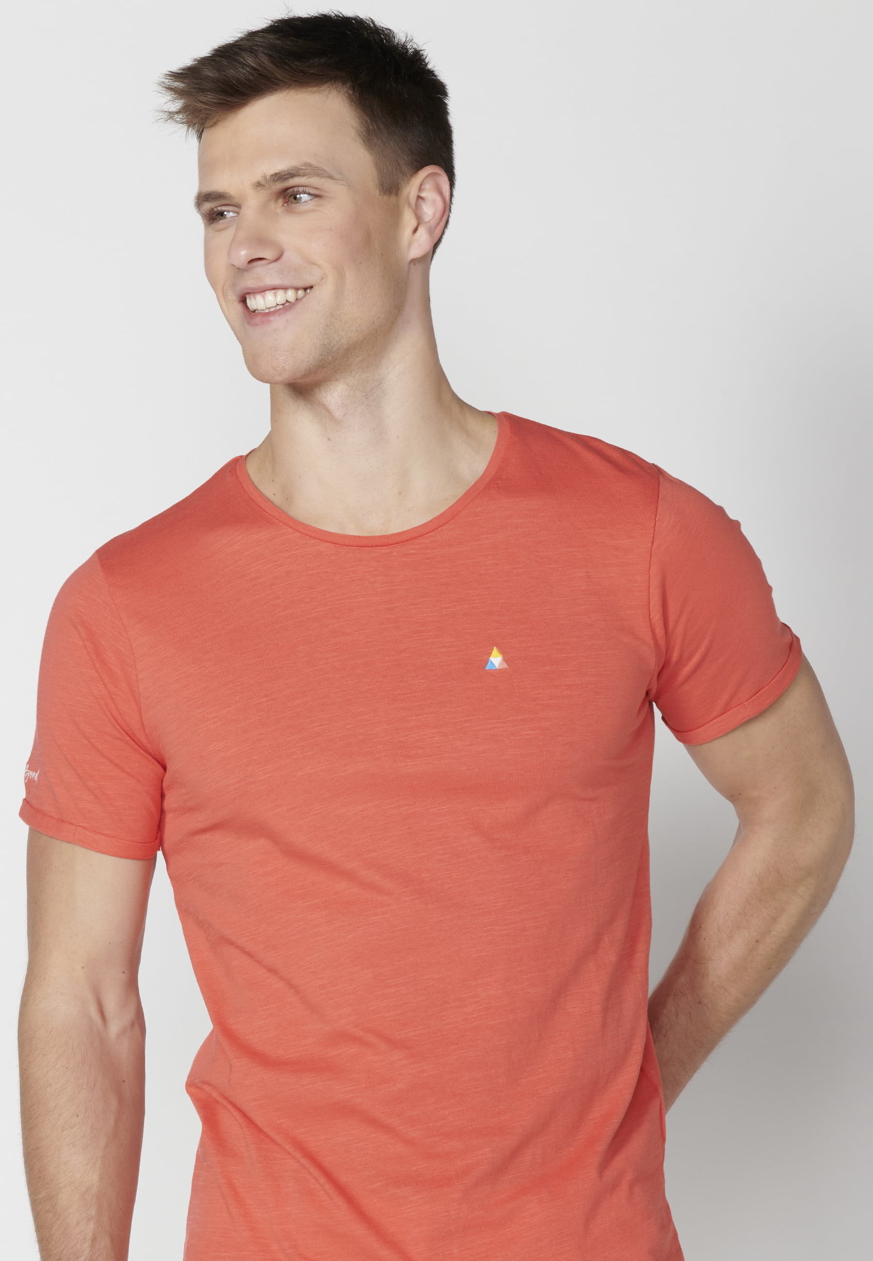 Camiseta de manga corta de algodón color Rosa para Hombre