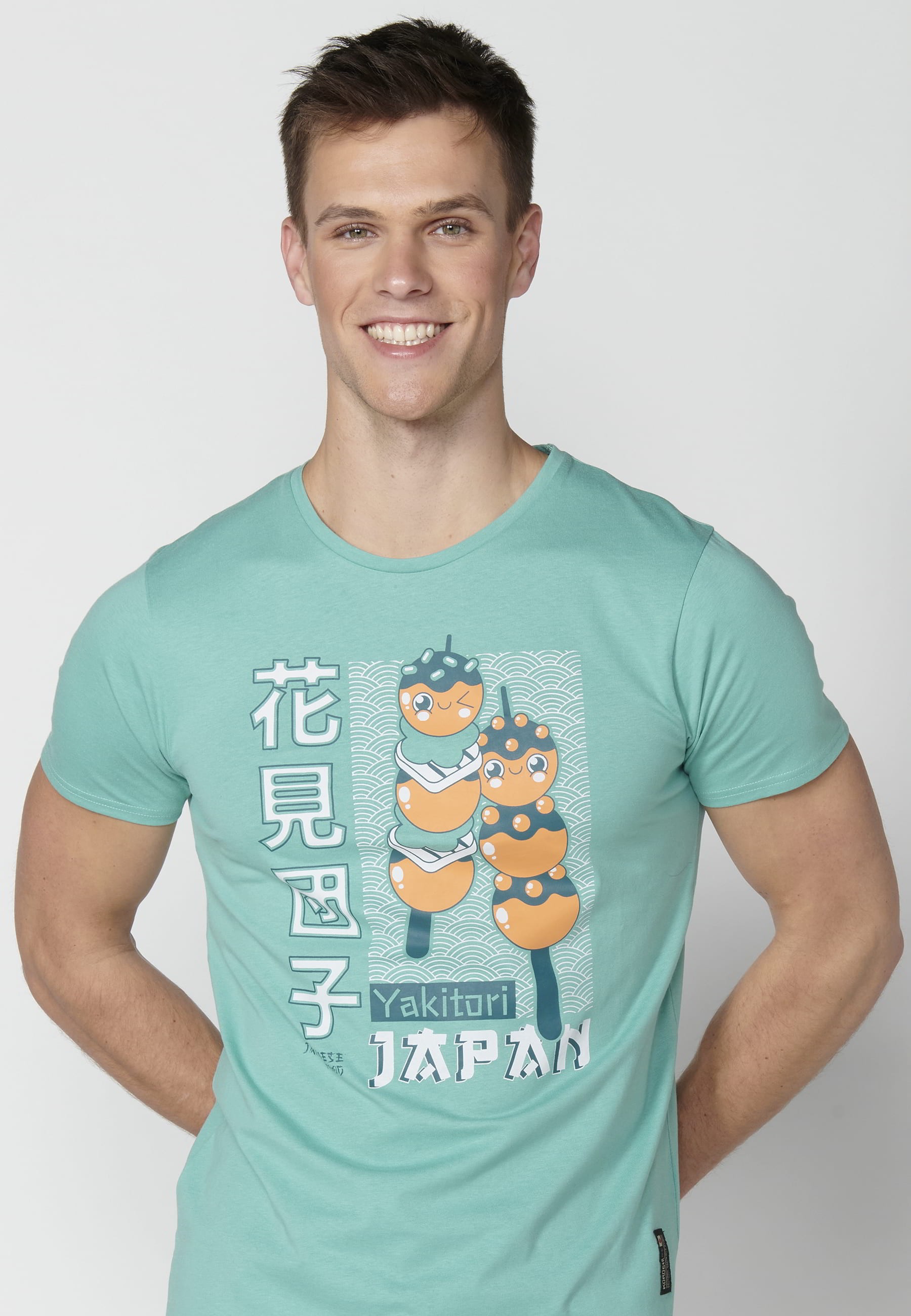Camiseta de manga corta de algodón color Menta para Hombre