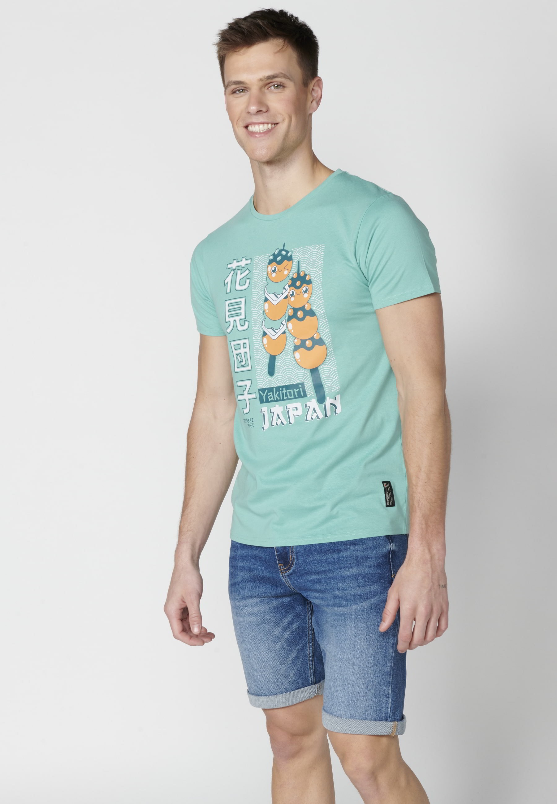 Camiseta de manga corta de algodón color Menta para Hombre