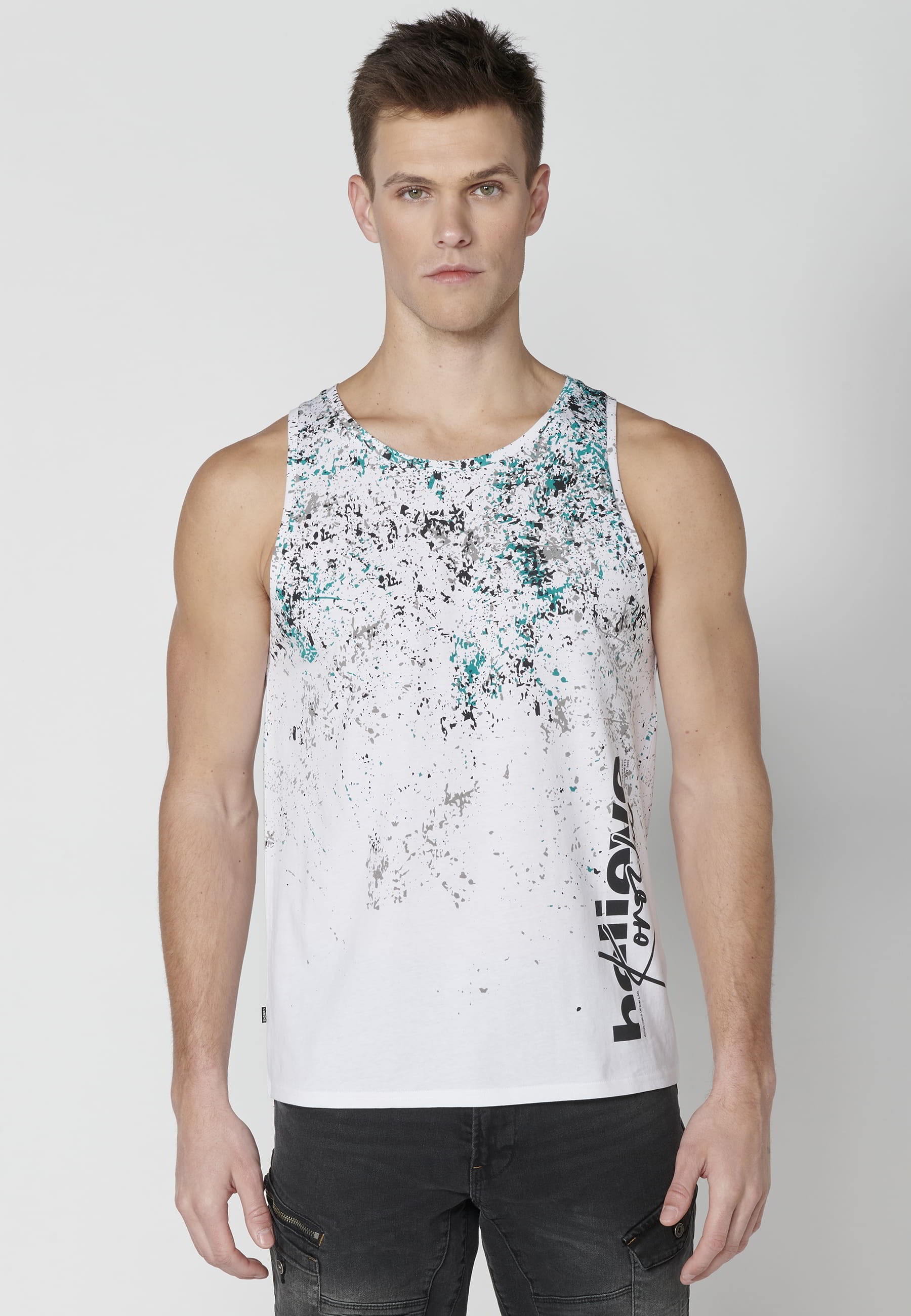 Camiseta sin mangas de Algodón con efecto degradado color Blanco para Hombre 2