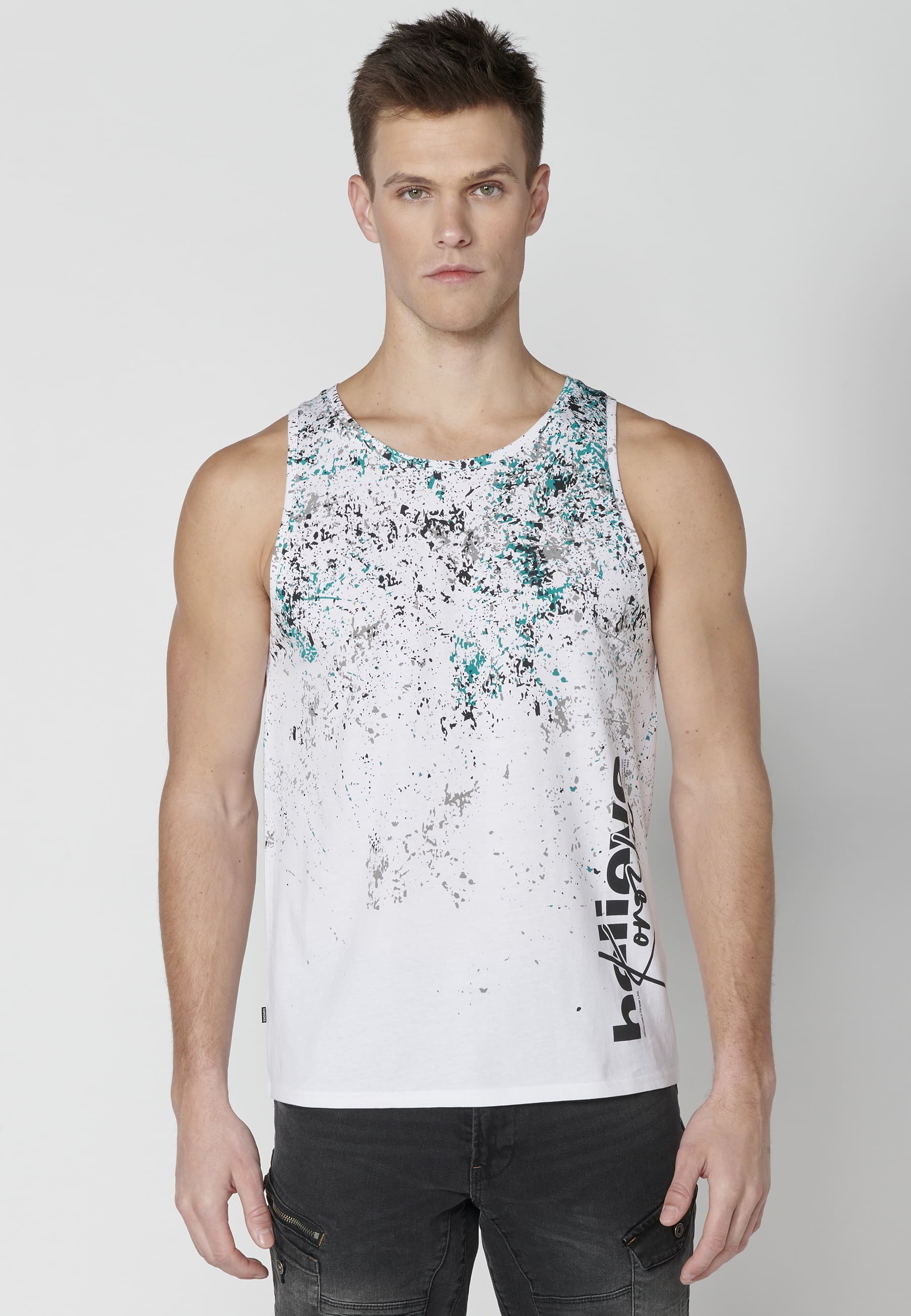 Men's White Gradient Effect Cotton Tank Top 2