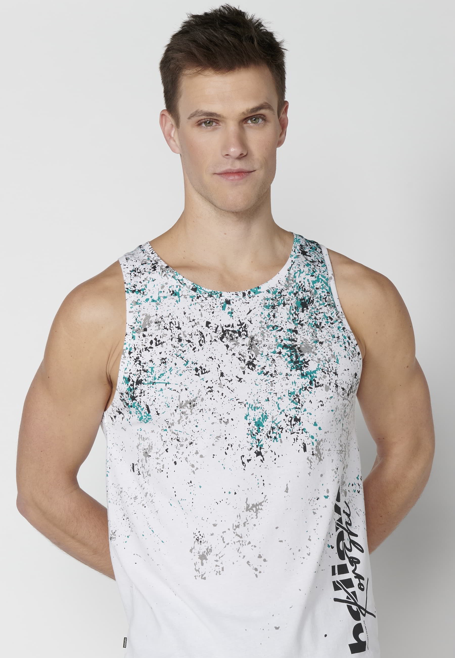 Men's White Gradient Effect Cotton Tank Top 8