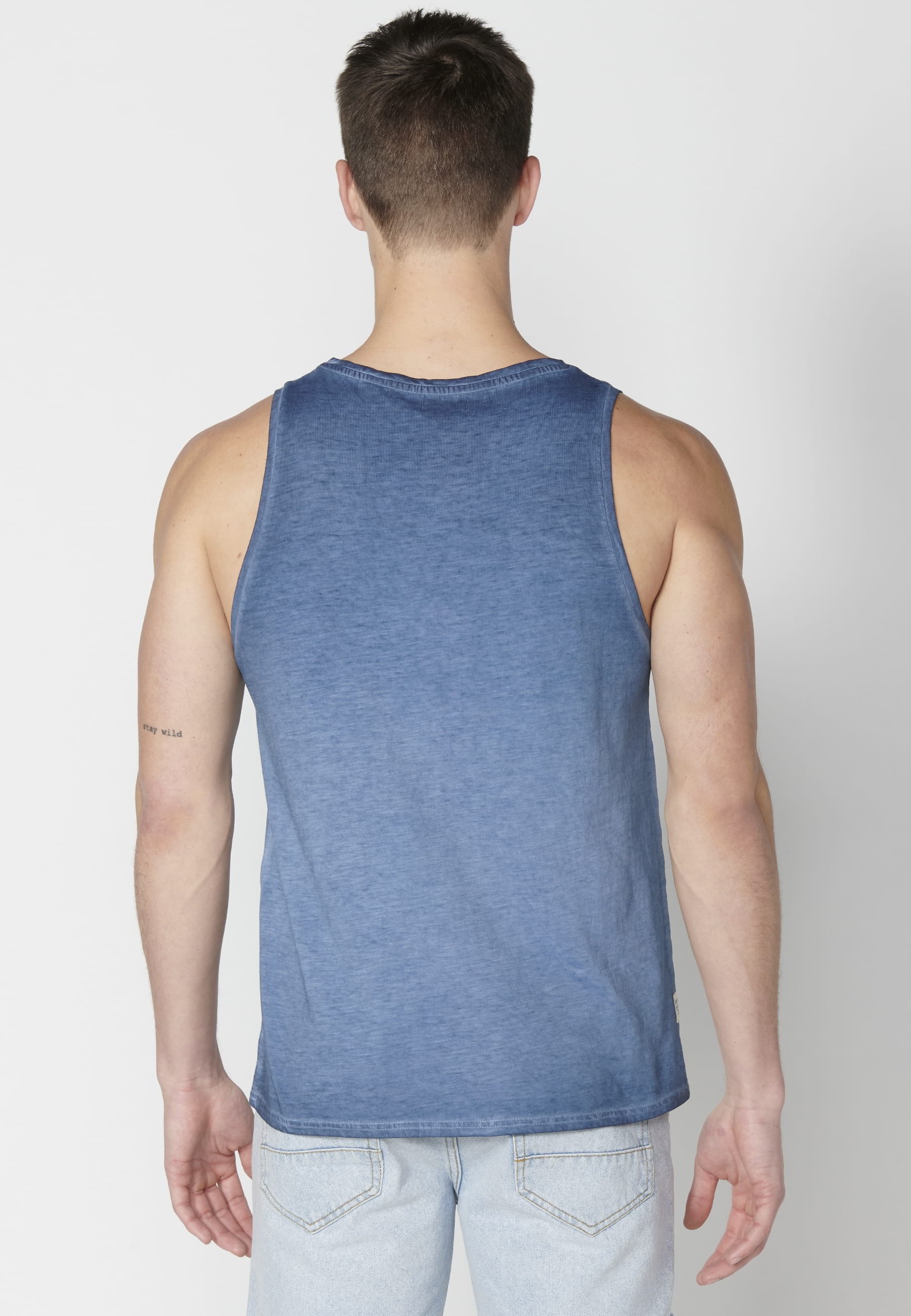 Camiseta sin mangas de Algodón con efecto degradado color Índigo para Hombre 5
