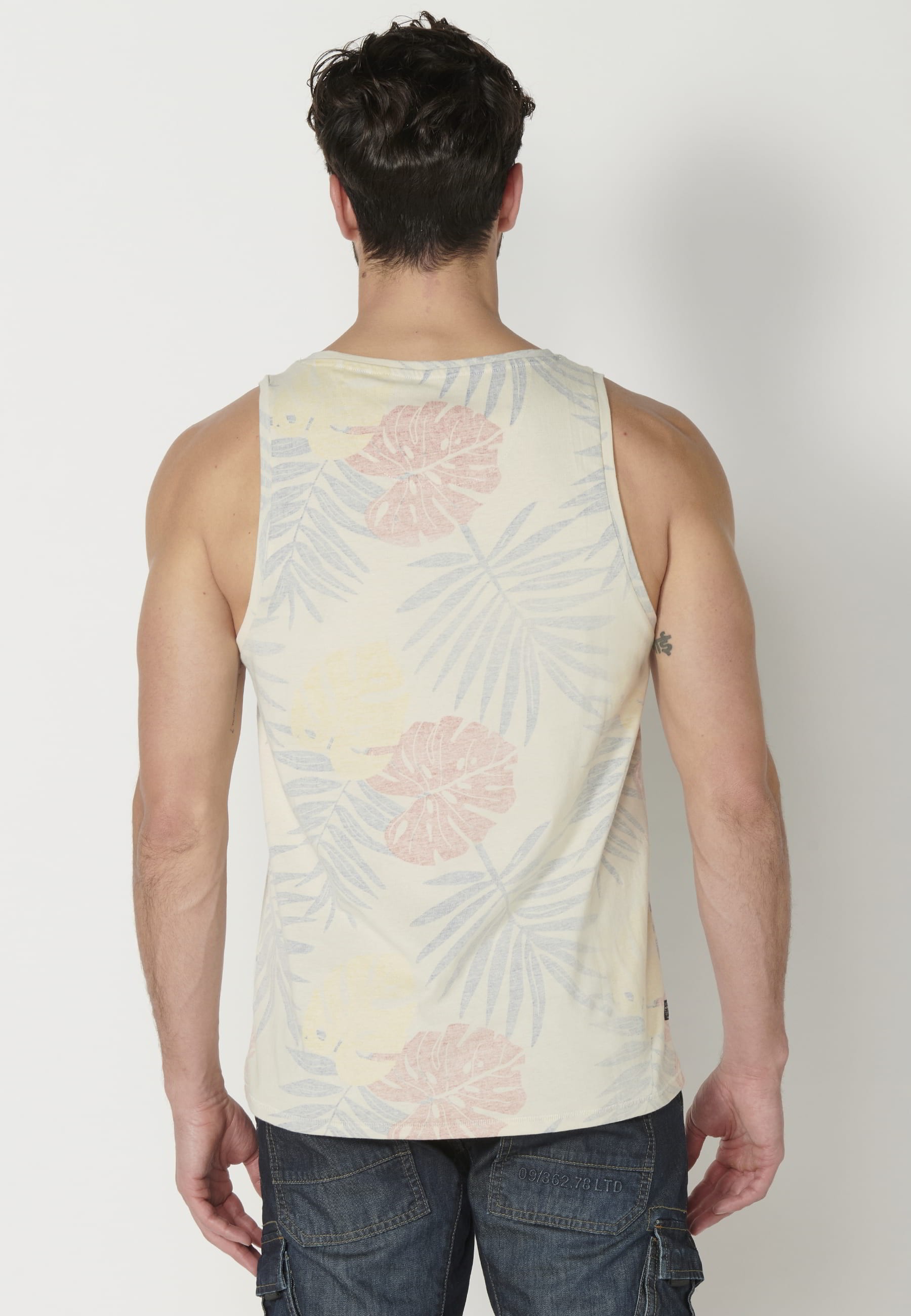 Men's Multicolor Tropical Print Cotton Tank Top