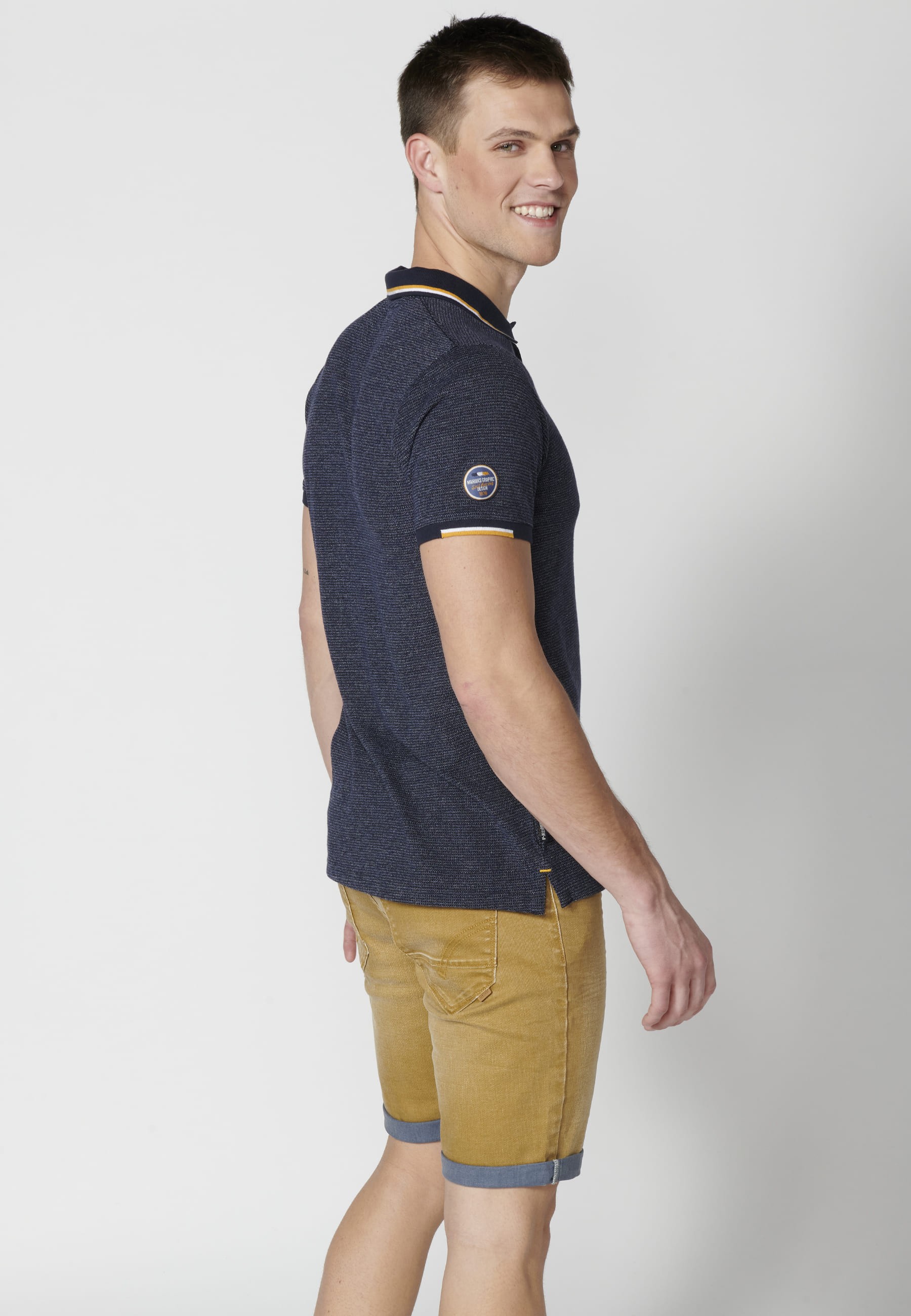 Polo manga corta de algodón color navy para hombre | Ropa Casual 8