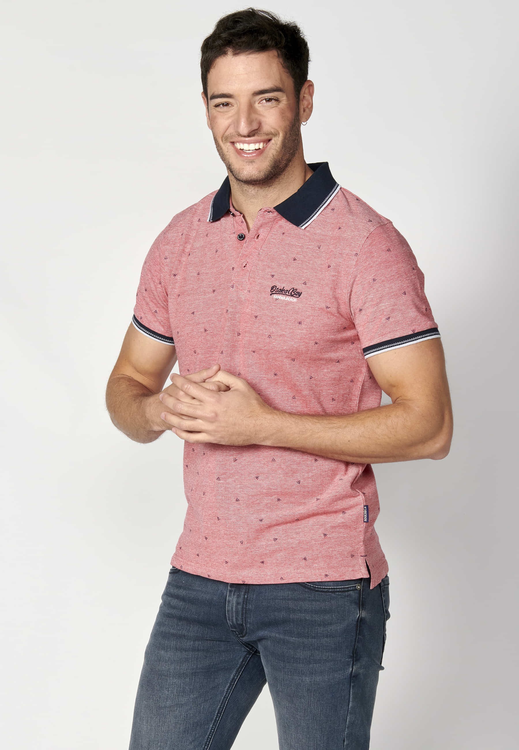 Red Cotton Short Sleeve Polo Shirt for Men