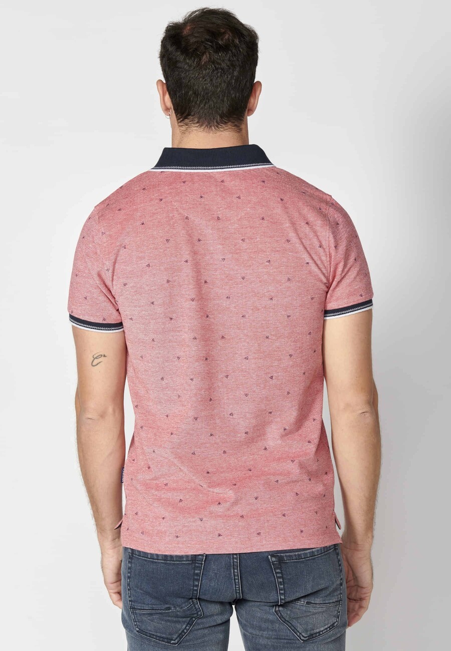 Polo à manches courtes en coton rouge pour homme 8