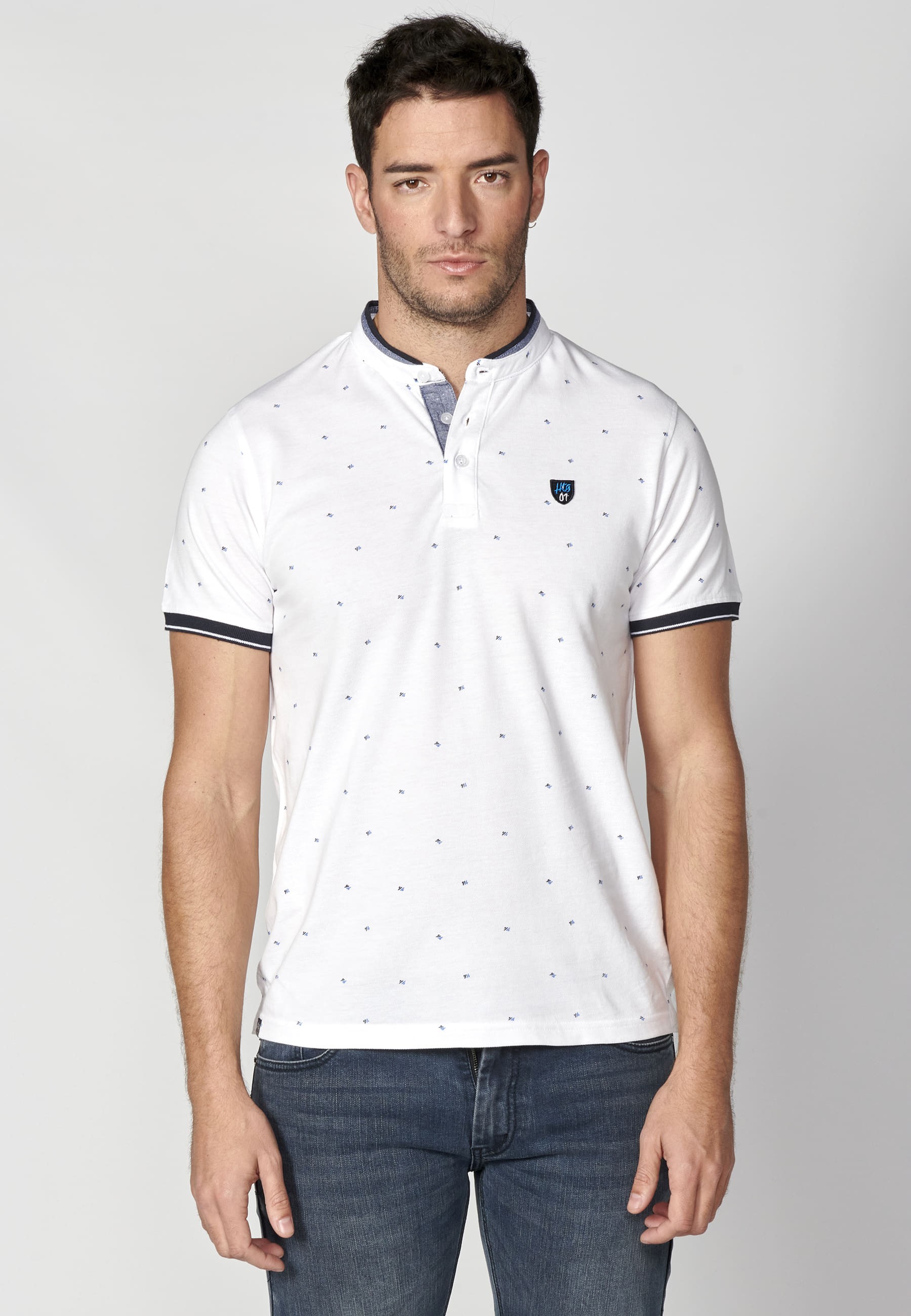 Polo manga corta de Algodón estampado color Blanco para Hombre 