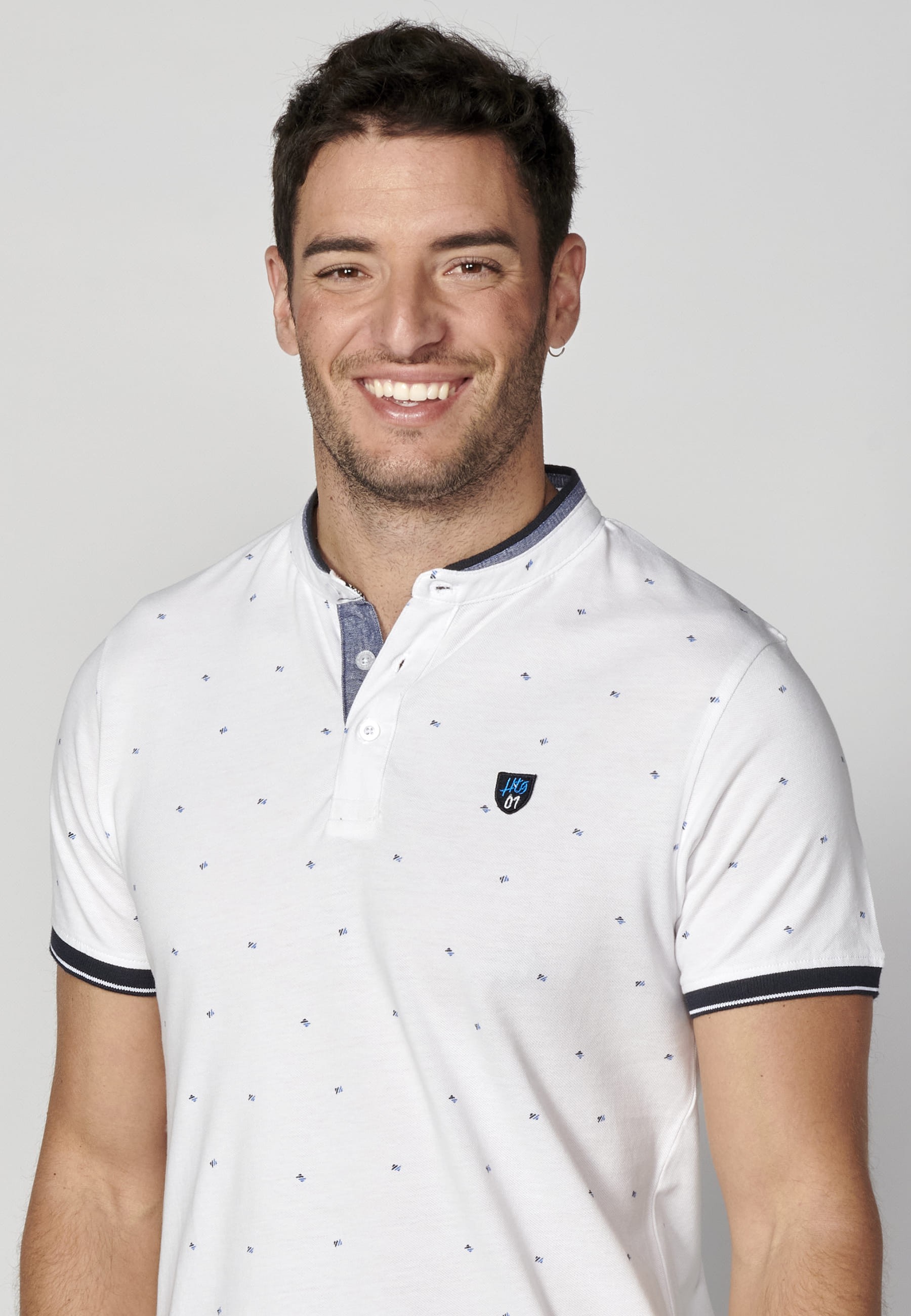 Polo manga corta de Algodón estampado color Blanco para Hombre 