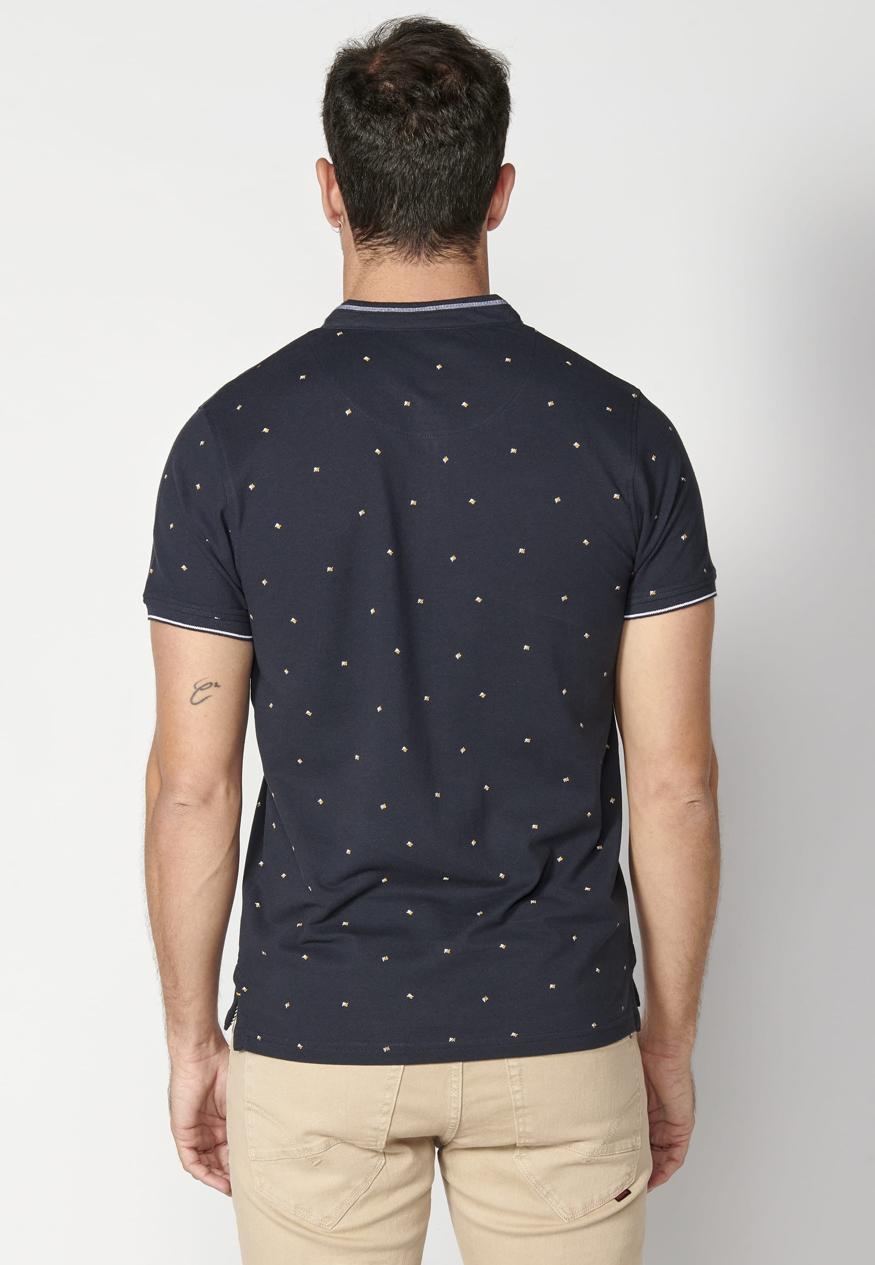 Polo manga corta de Algodón estampado color Navy para Hombre 